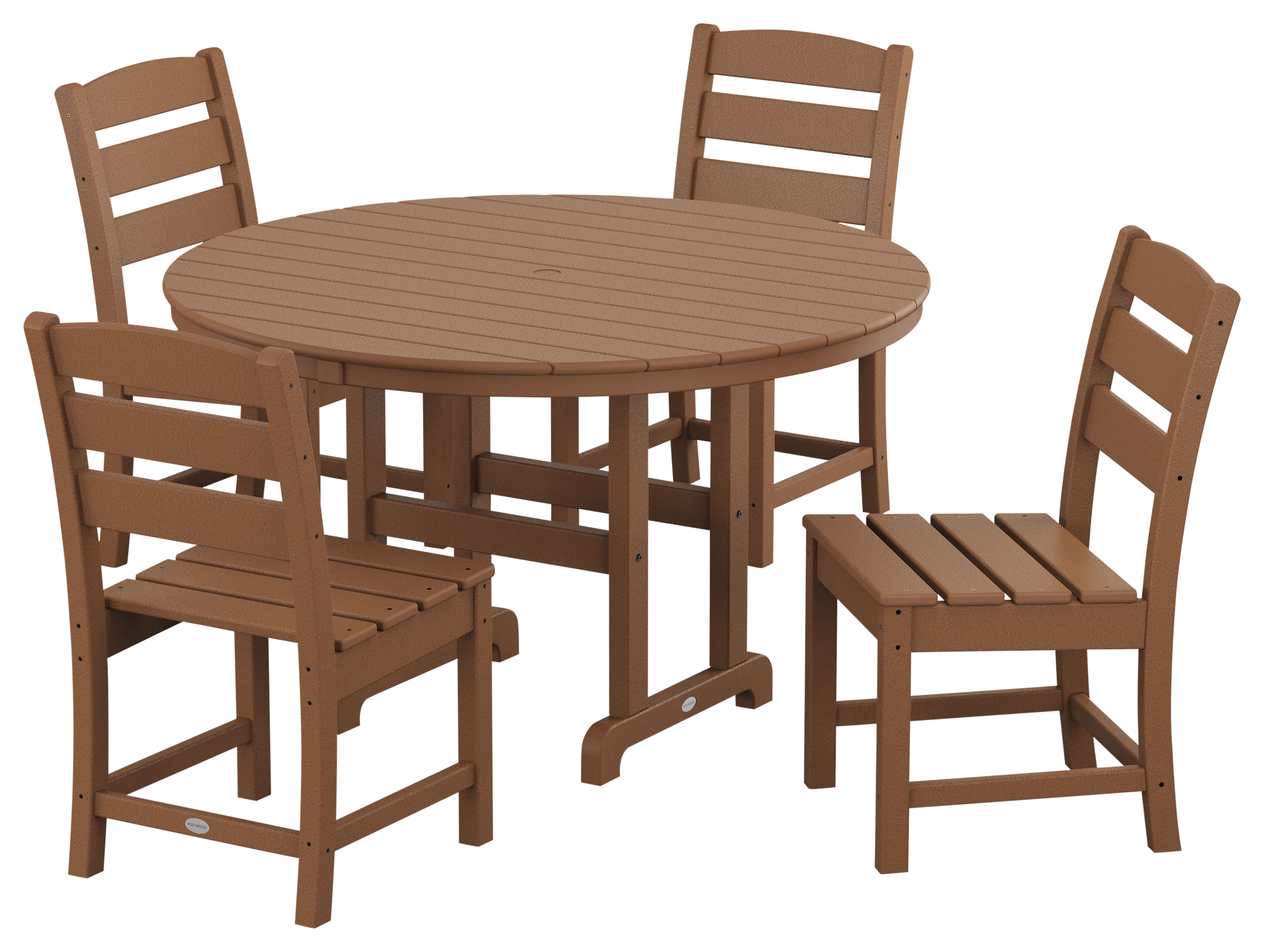 Image of POLYWOOD Lakeside 5-Piece Round Farmhouse Side Chair Dining Set