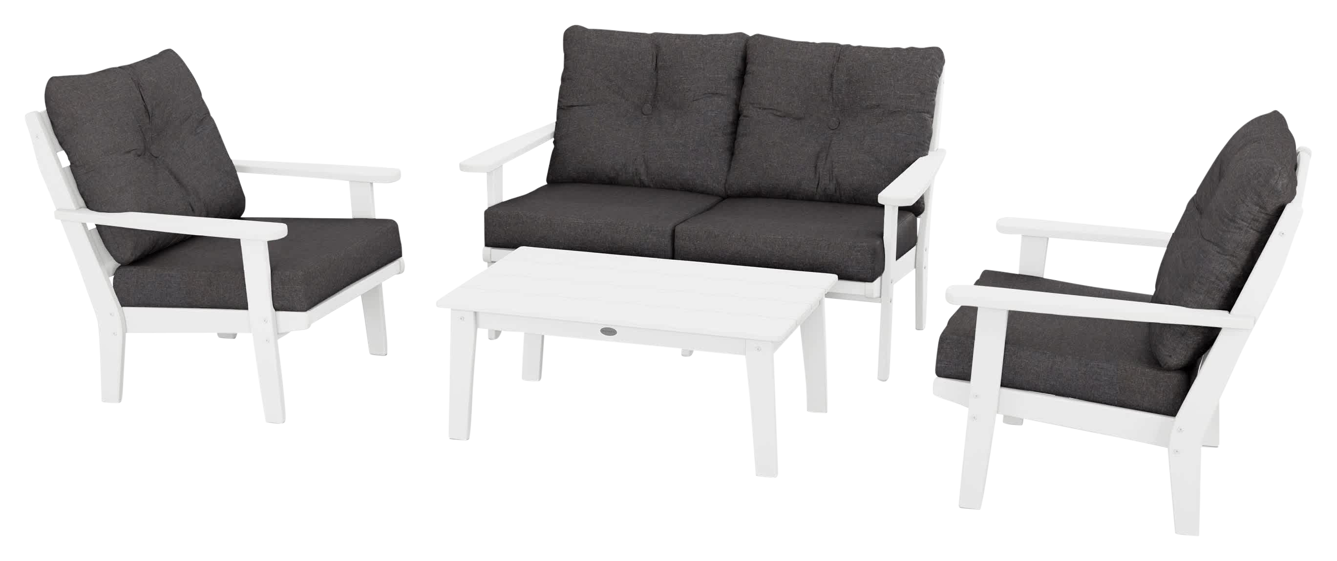 Image of POLYWOOD Lakeside 4-Piece Deep Seating Set - White/Ash Charcoal