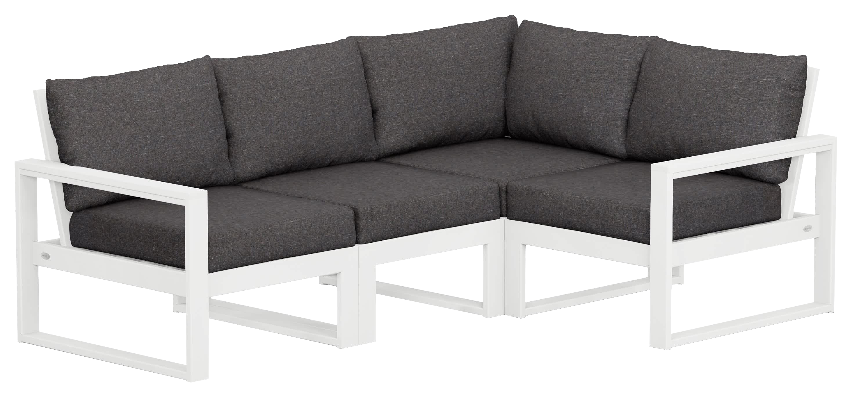 Image of POLYWOOD EDGE 4-Piece Modular Deep-Seating Set - White/Ash Charcoal
