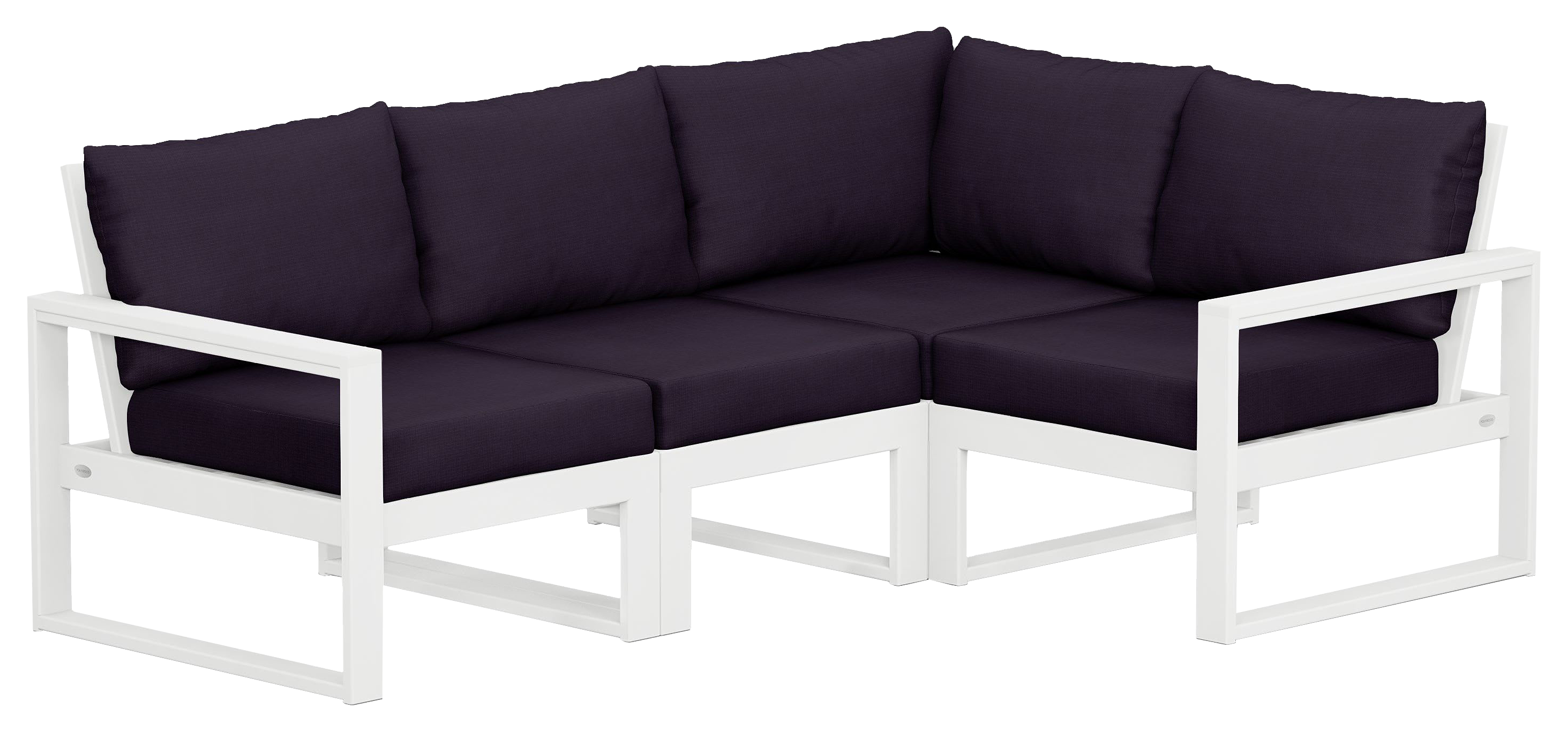 Image of POLYWOOD EDGE 4-Piece Modular Deep-Seating Set - White/Navy Linen