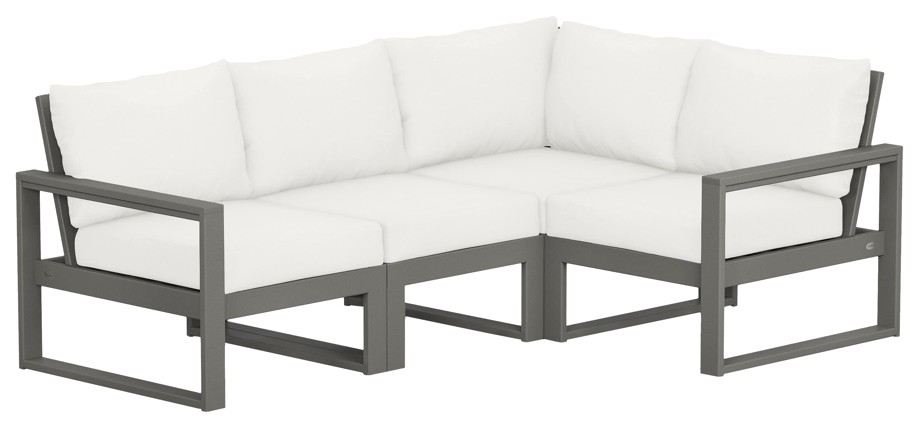 Image of POLYWOOD EDGE 4-Piece Modular Deep-Seating Set - Slate Grey/Natural Linen