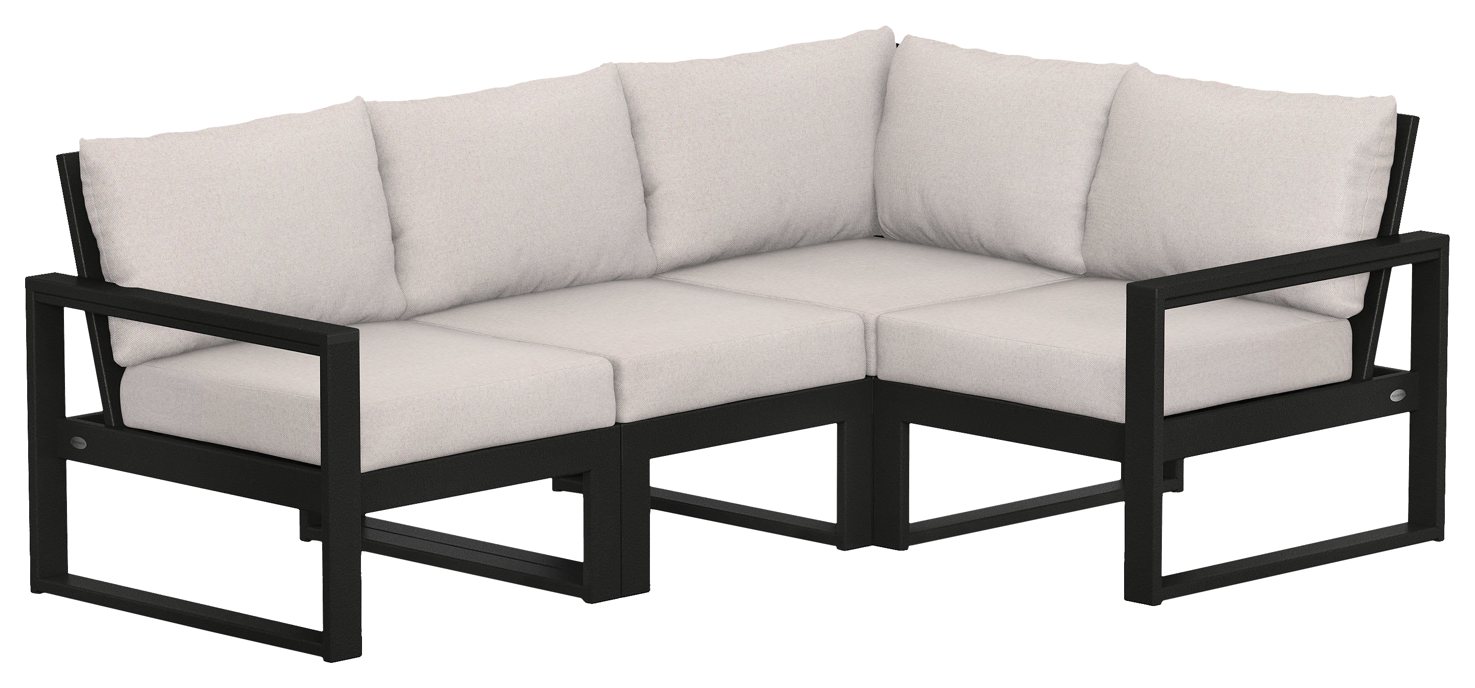Image of POLYWOOD EDGE 4-Piece Modular Deep-Seating Set - Black/Dune Burlap