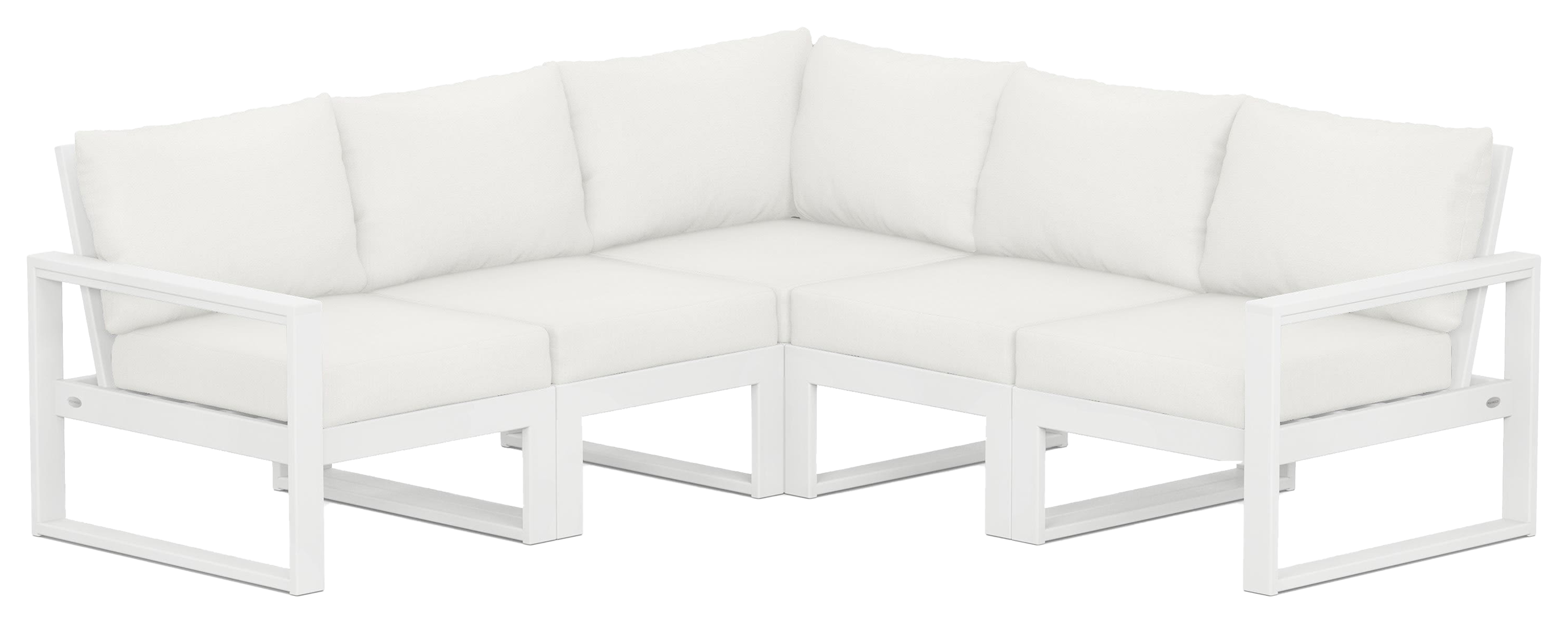 Image of POLYWOOD EDGE 5-Piece Modular Deep-Seating Set - White/Natural Linen