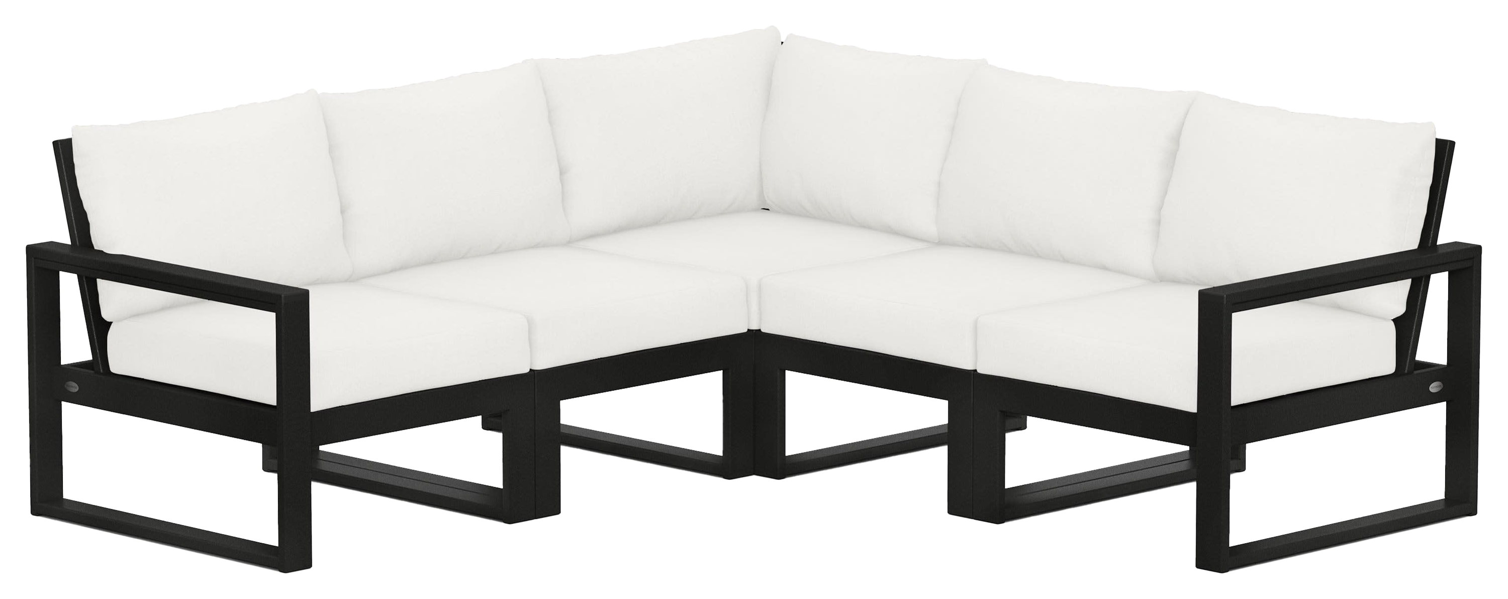 Image of POLYWOOD EDGE 5-Piece Modular Deep-Seating Set - Black/Natural Linen