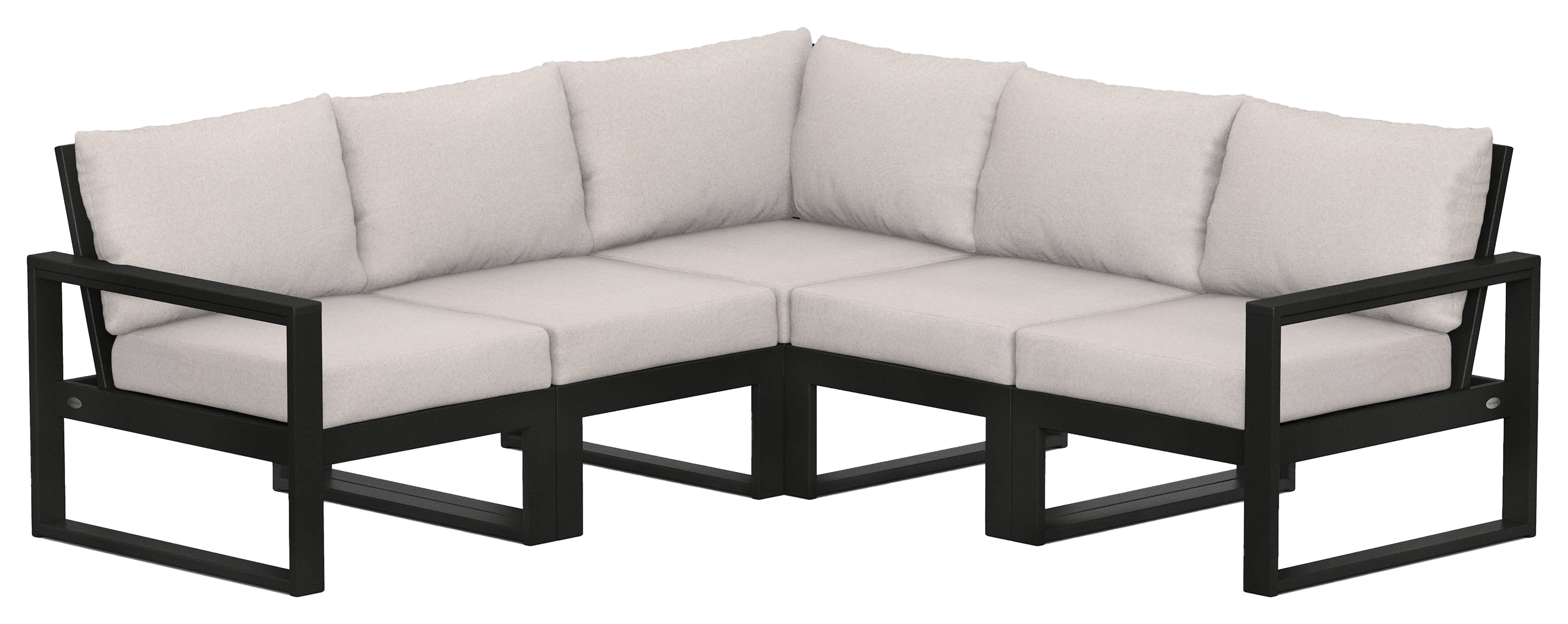 Image of POLYWOOD EDGE 5-Piece Modular Deep-Seating Set - Black/Dune Burlap