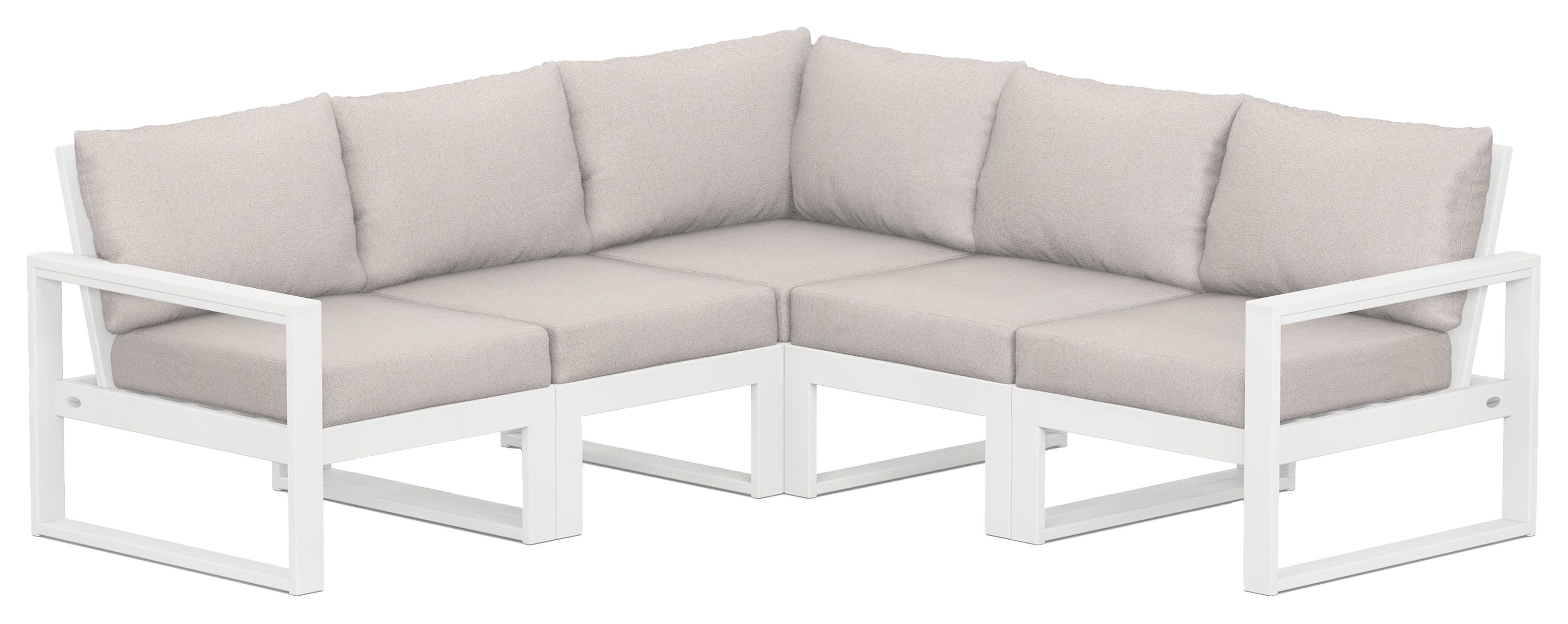 Image of POLYWOOD EDGE 5-Piece Modular Deep-Seating Set - White/Dune Burlap