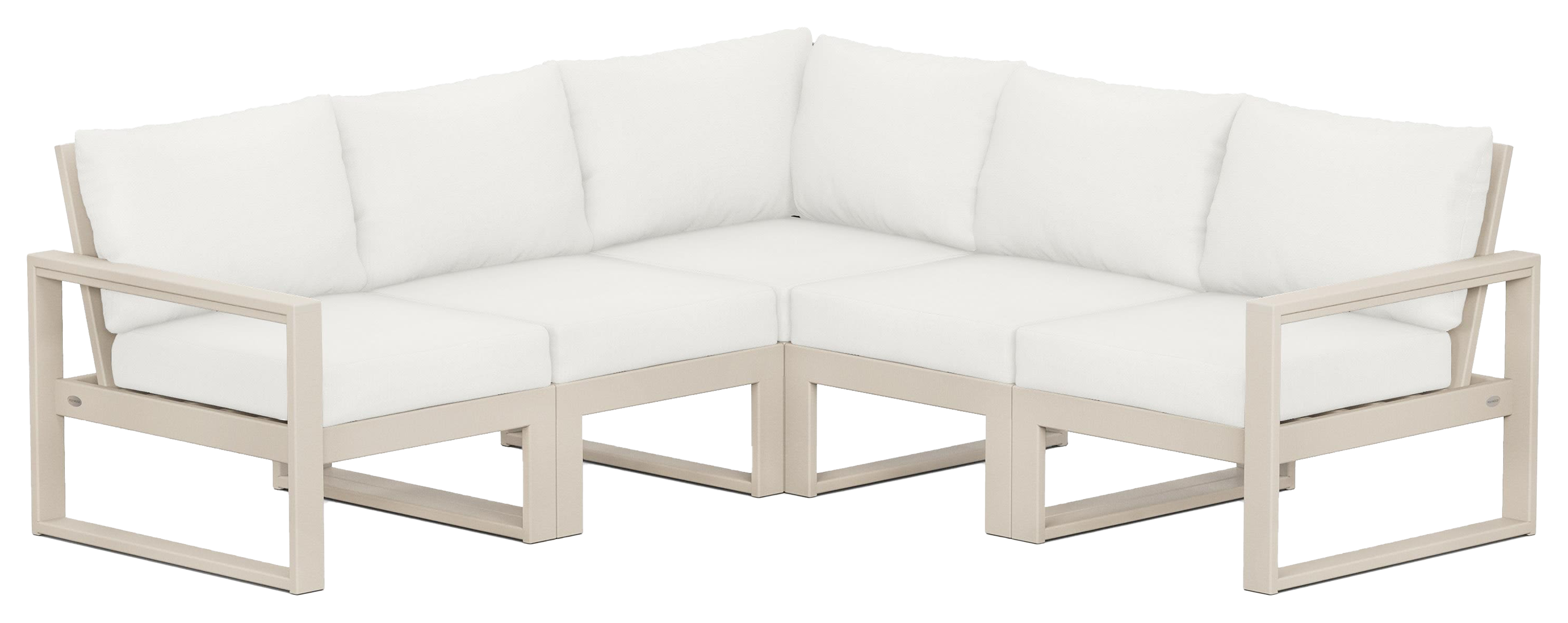 Image of POLYWOOD EDGE 5-Piece Modular Deep-Seating Set - Sand/Natural Linen