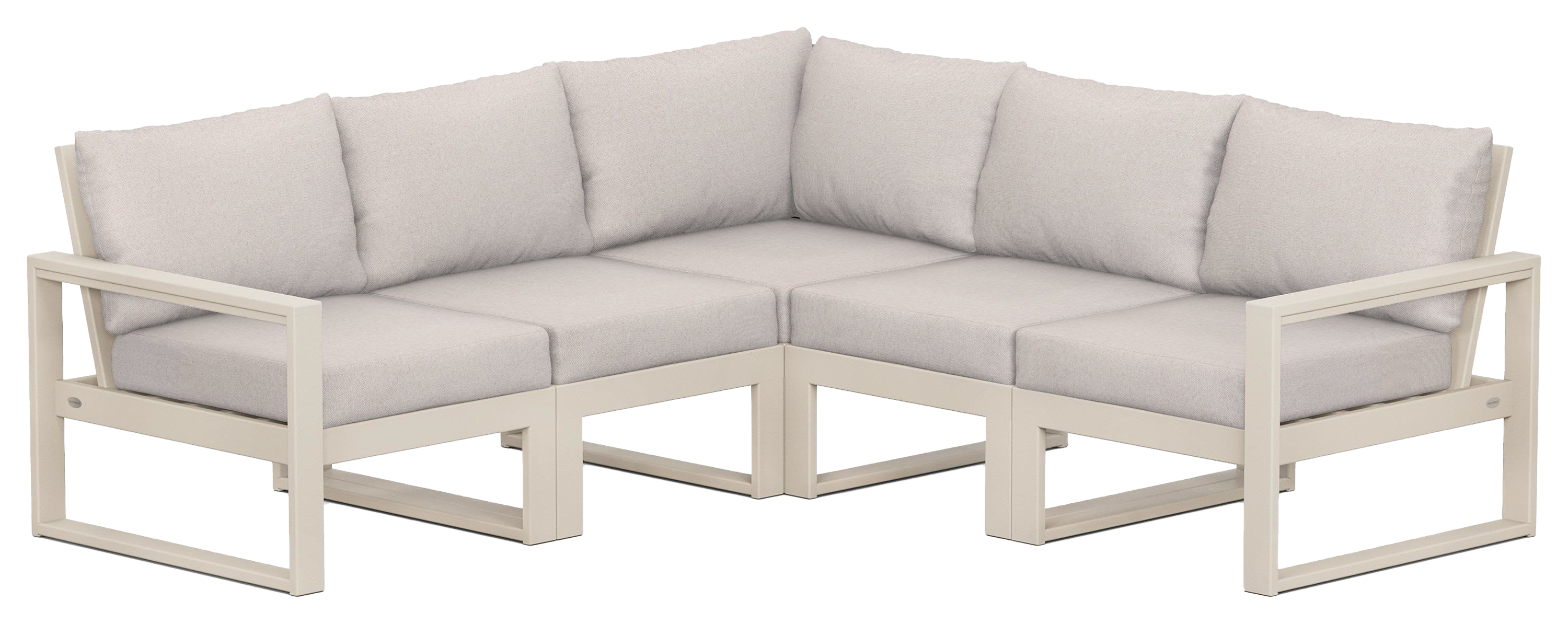 Image of POLYWOOD EDGE 5-Piece Modular Deep-Seating Set - Sand/Dune Burlap