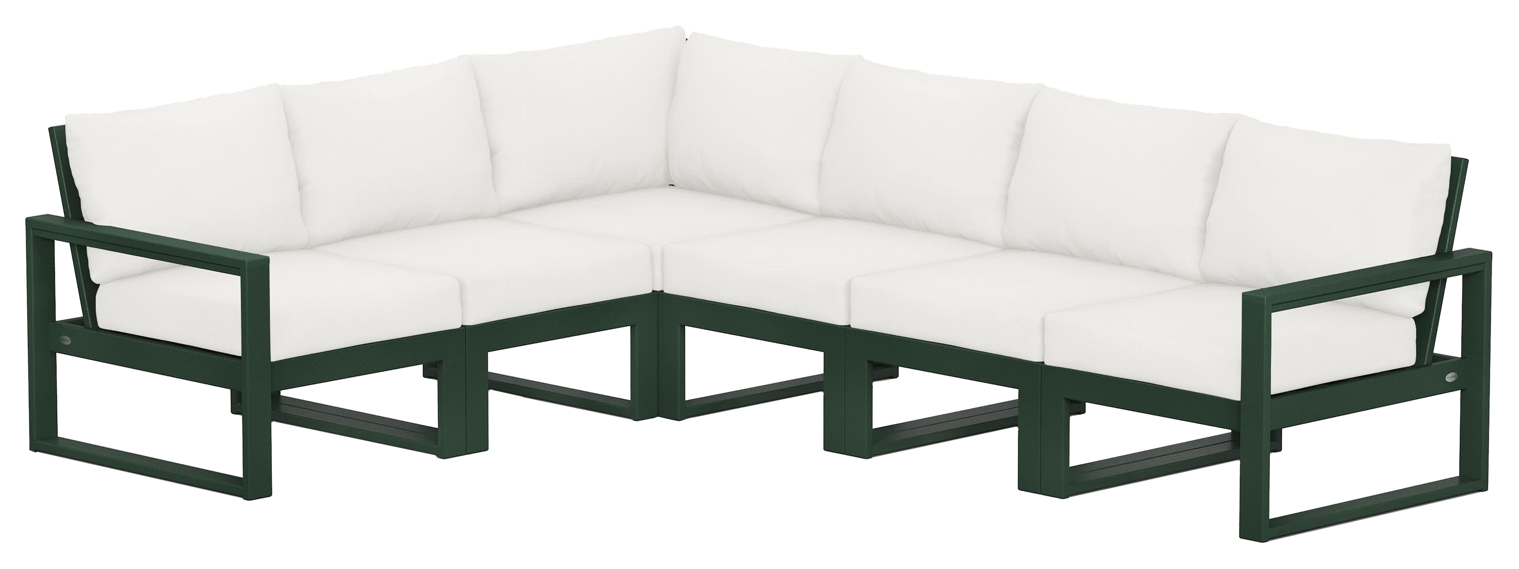 Image of POLYWOOD EDGE 6-Piece Modular Deep-Seating Set - Green/Natural Linen