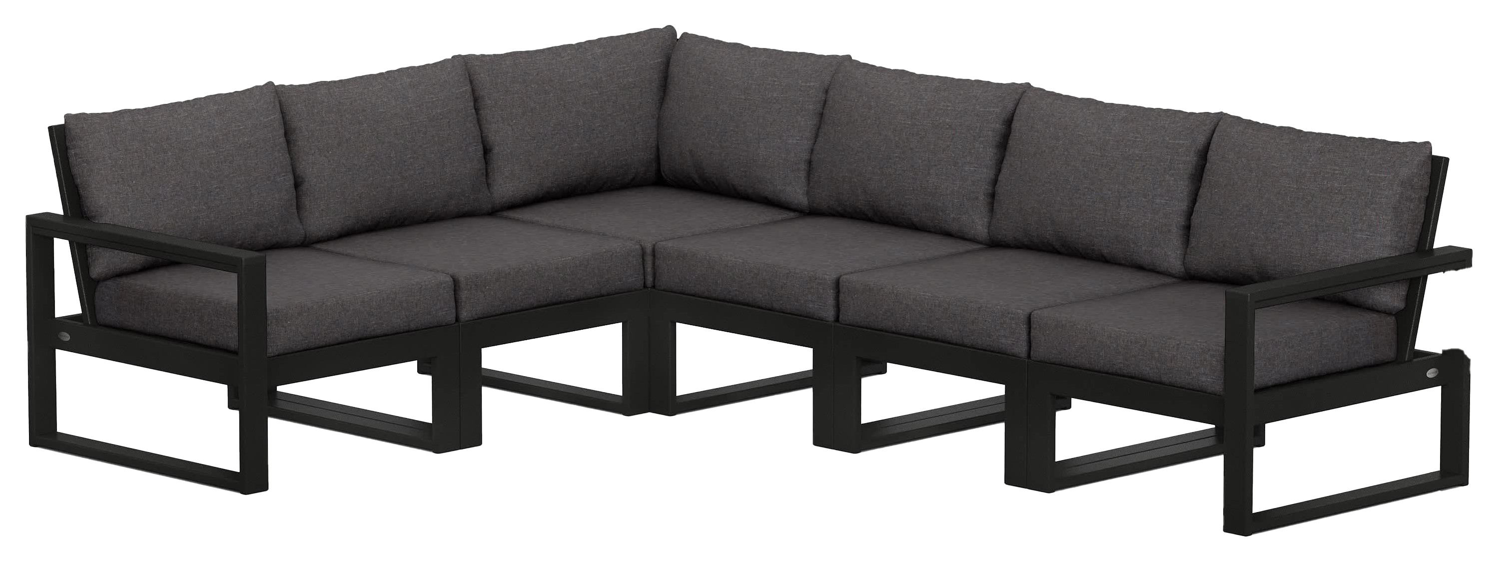Image of POLYWOOD EDGE 6-Piece Modular Deep-Seating Set - Black/Ash Charcoal