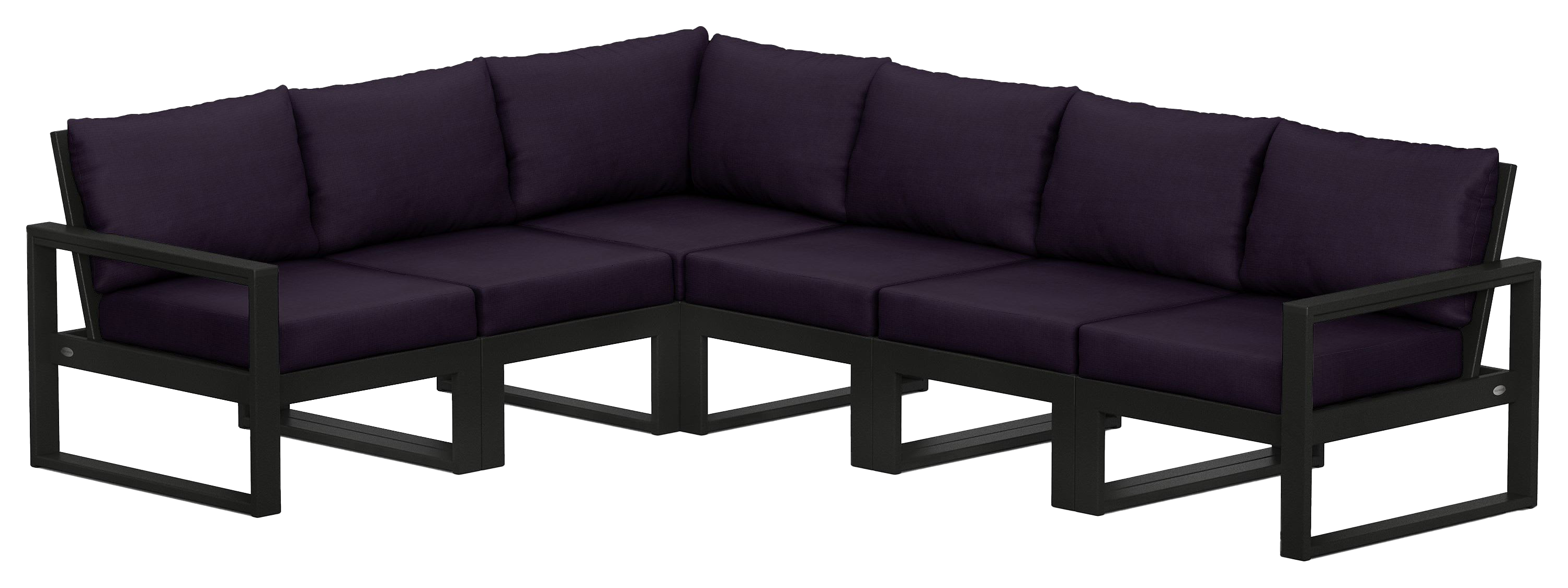 Image of POLYWOOD EDGE 6-Piece Modular Deep-Seating Set - Black/Navy Linen