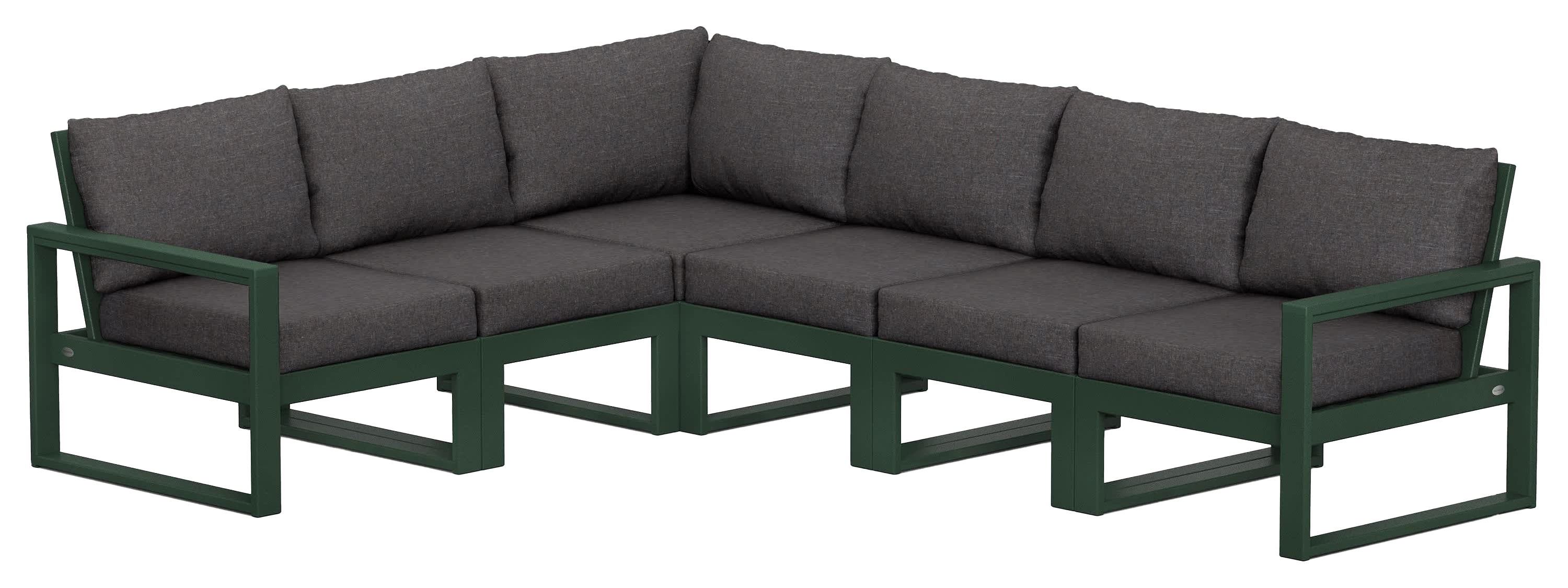 Image of POLYWOOD EDGE 6-Piece Modular Deep-Seating Set - Green/Ash Charcoal
