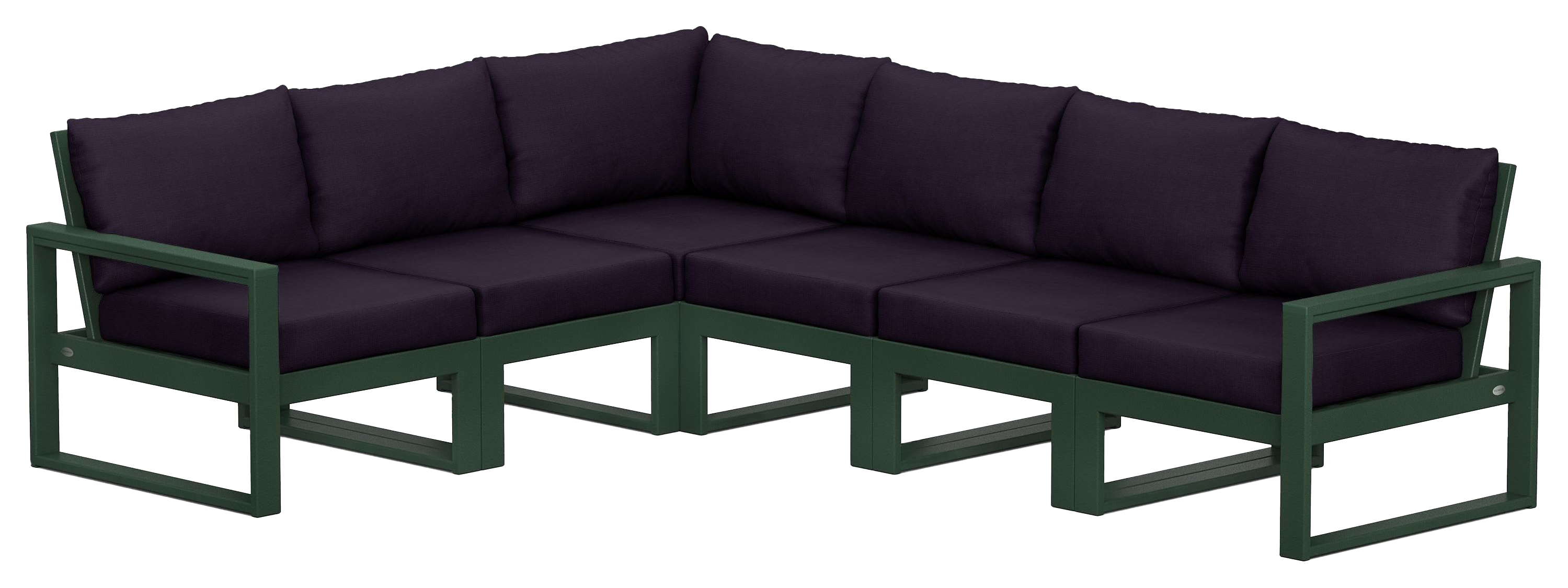 Image of POLYWOOD EDGE 6-Piece Modular Deep-Seating Set - Green/Navy Linen