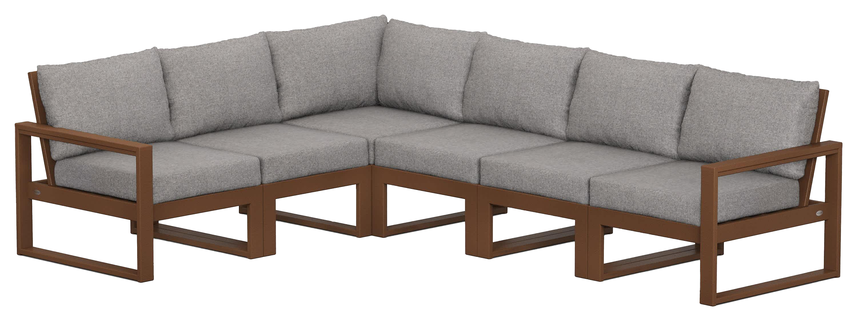 Image of POLYWOOD EDGE 6-Piece Modular Deep-Seating Set - Teak/Grey Mist