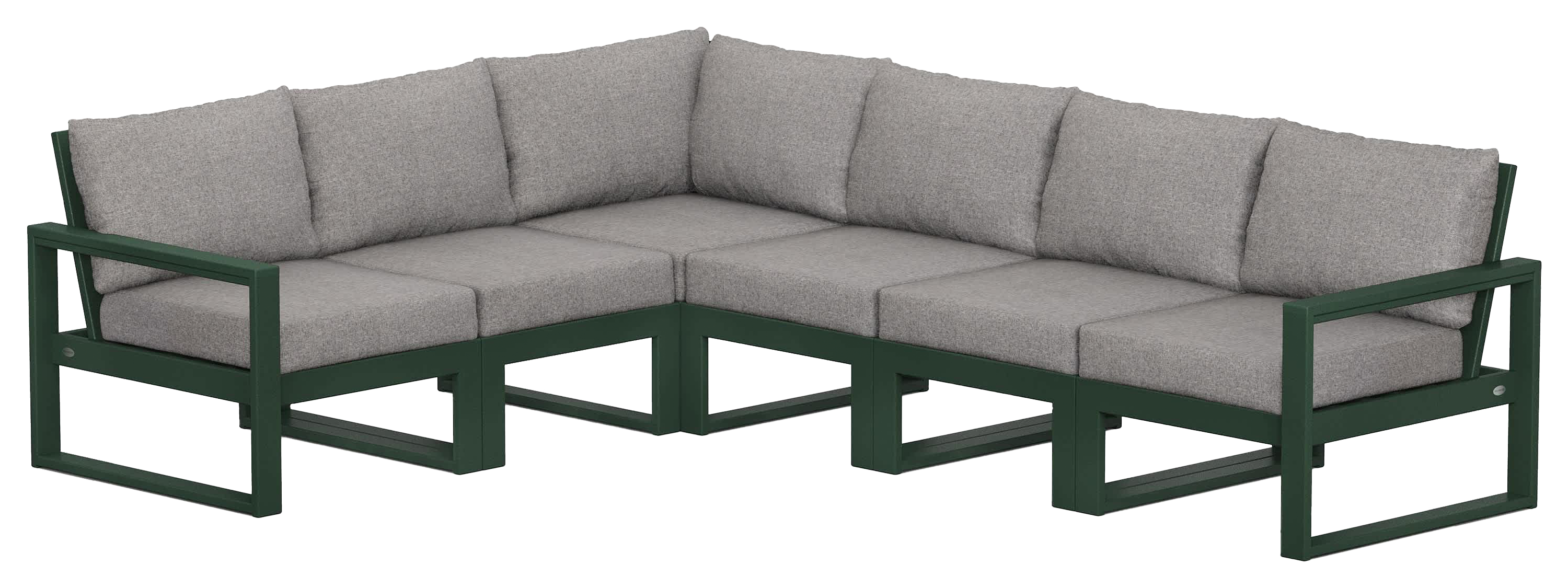 Image of POLYWOOD EDGE 6-Piece Modular Deep-Seating Set - Green/Grey Mist
