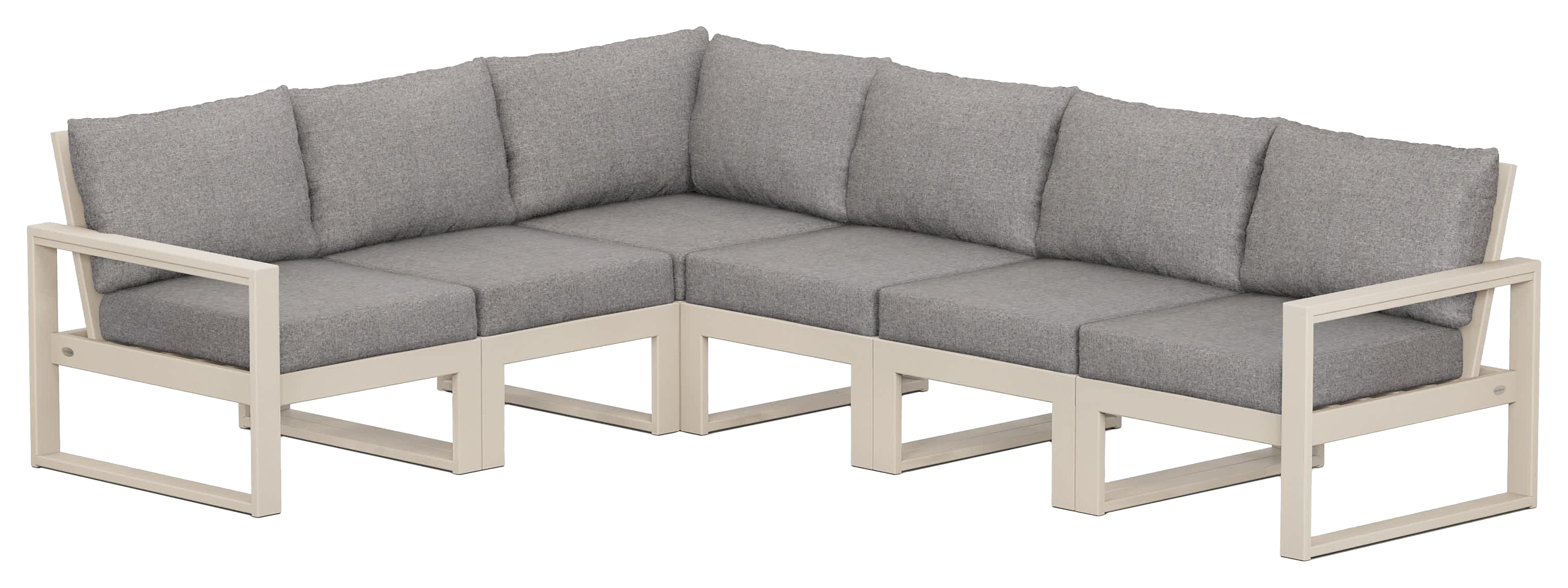 Image of POLYWOOD EDGE 6-Piece Modular Deep-Seating Set - Sand/Grey Mist