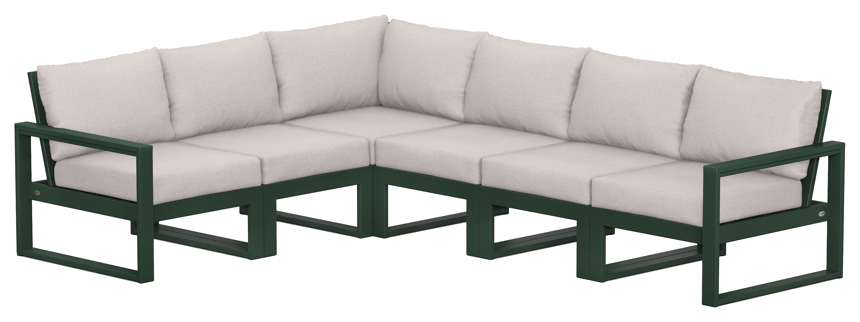 Image of POLYWOOD EDGE 6-Piece Modular Deep-Seating Set - Green/Dune Burlap