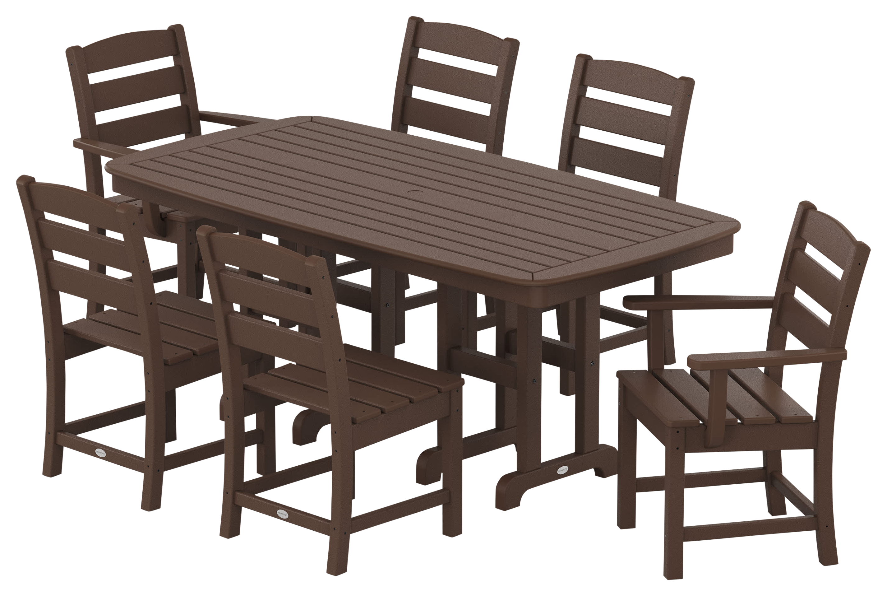 Image of POLYWOOD Lakeside 7-Piece Dining Set - Mahogany