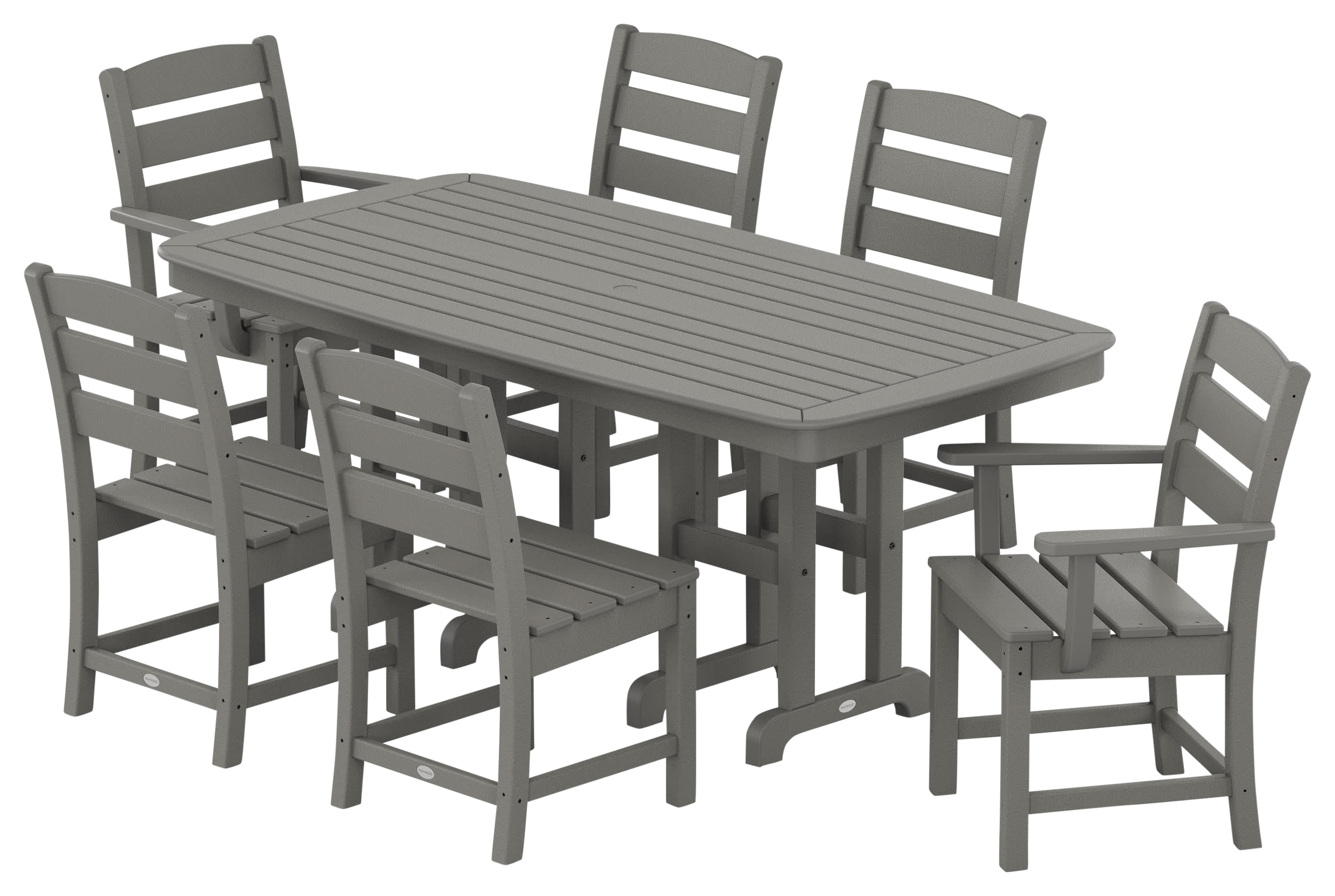 Image of POLYWOOD Lakeside 7-Piece Dining Set - Slate Grey