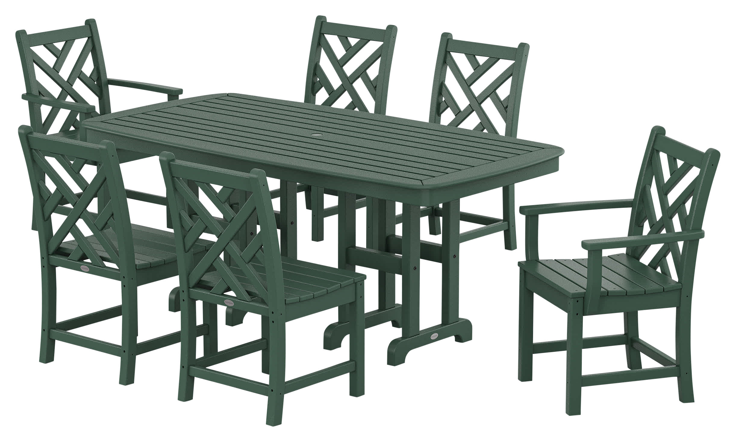 Image of POLYWOOD Chippendale 7-Piece Dining Set - Green