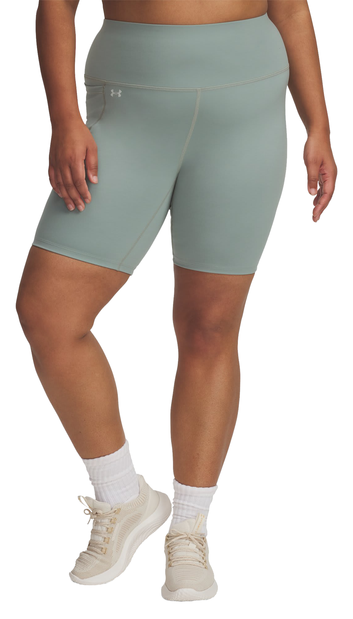 Image of Under Armour Motion Bike Shorts for Ladies - Silica Green/Hydro Green - 1X