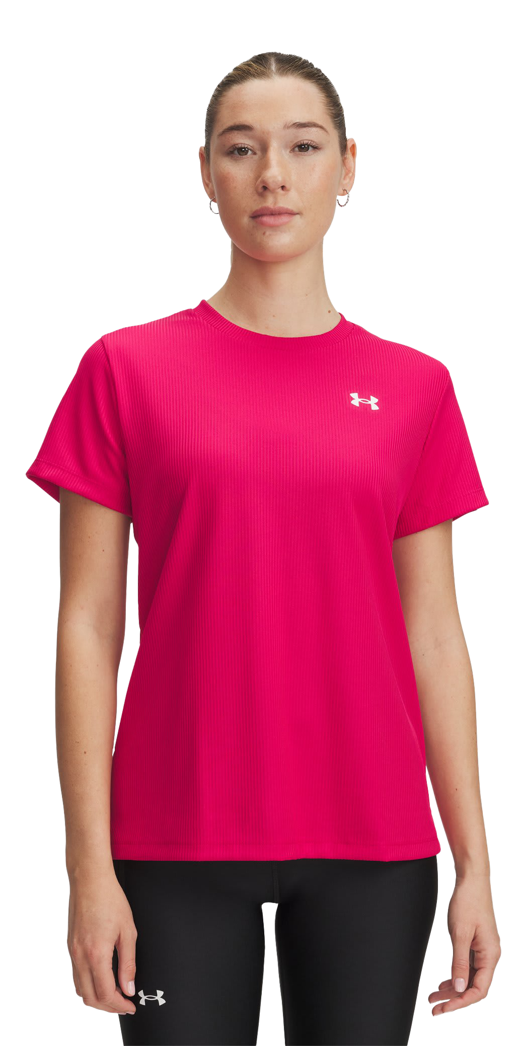 Image of Under Armour Tech Rib SCC Short-Sleeve Shirt - Shaded Fuchsia/White