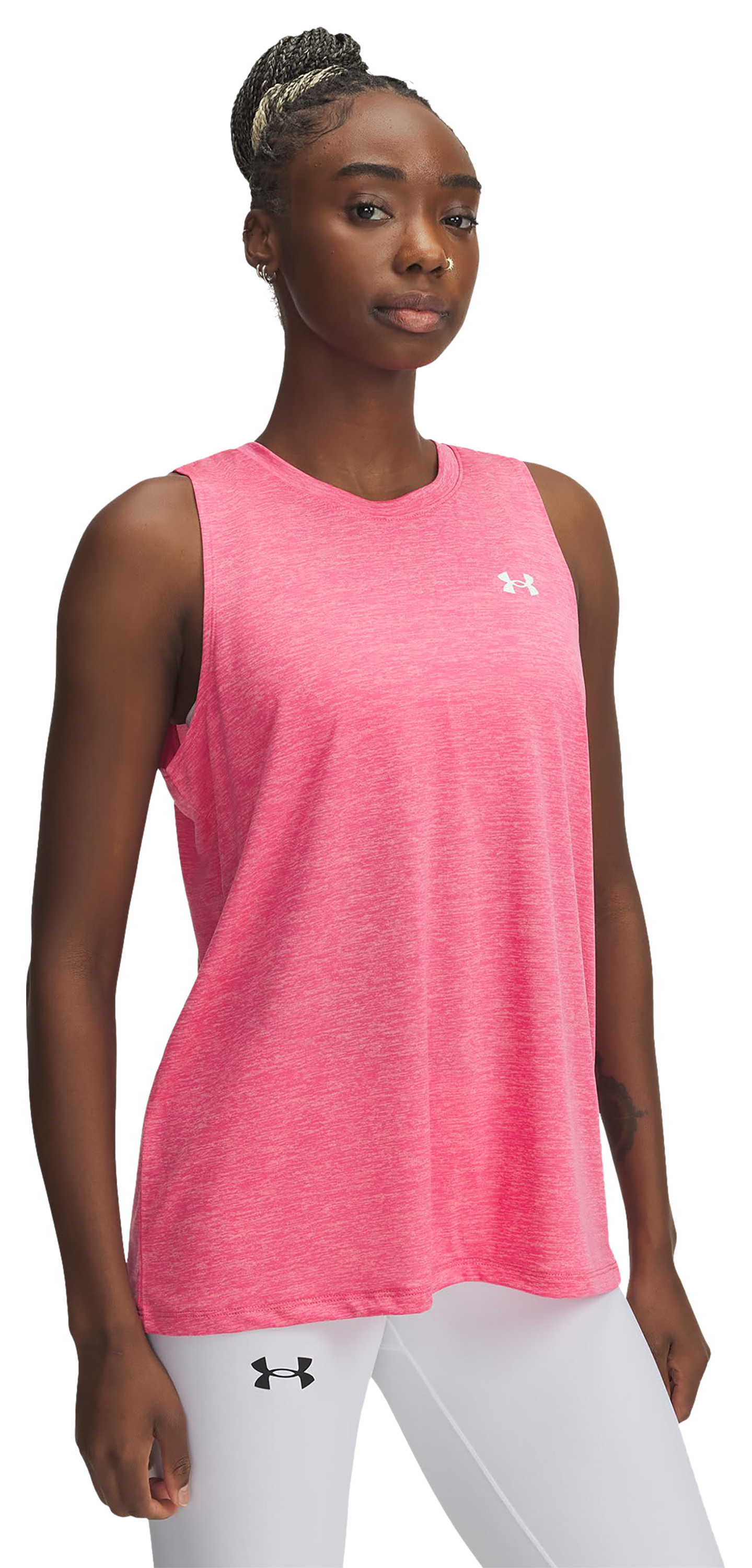 Image of Under Armour UA Tech Twist Tank Top - Super Pink/White