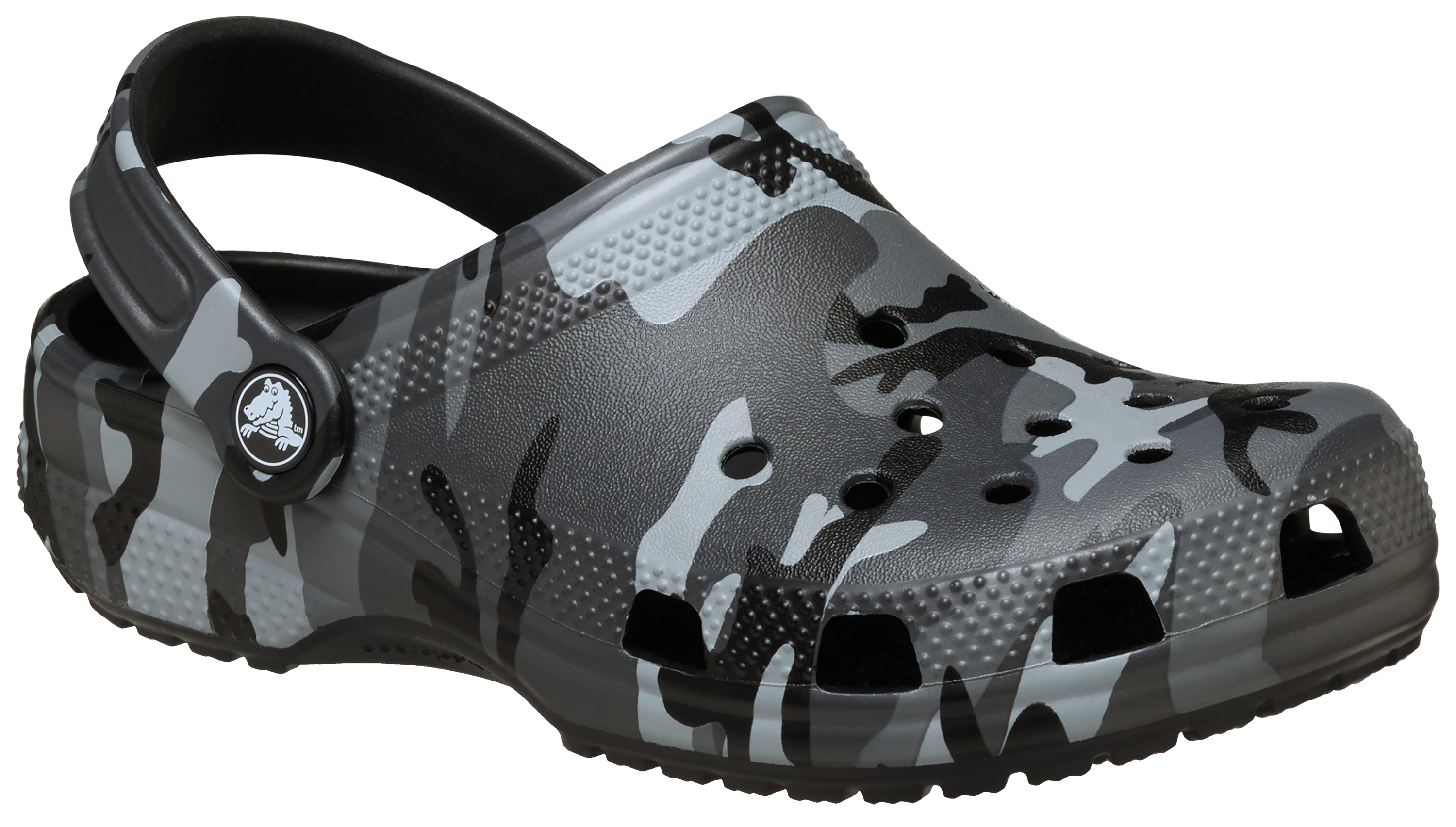 Image of Crocs Classic Camouflage Clogs for Boys - Black/Slate Grey - 13M