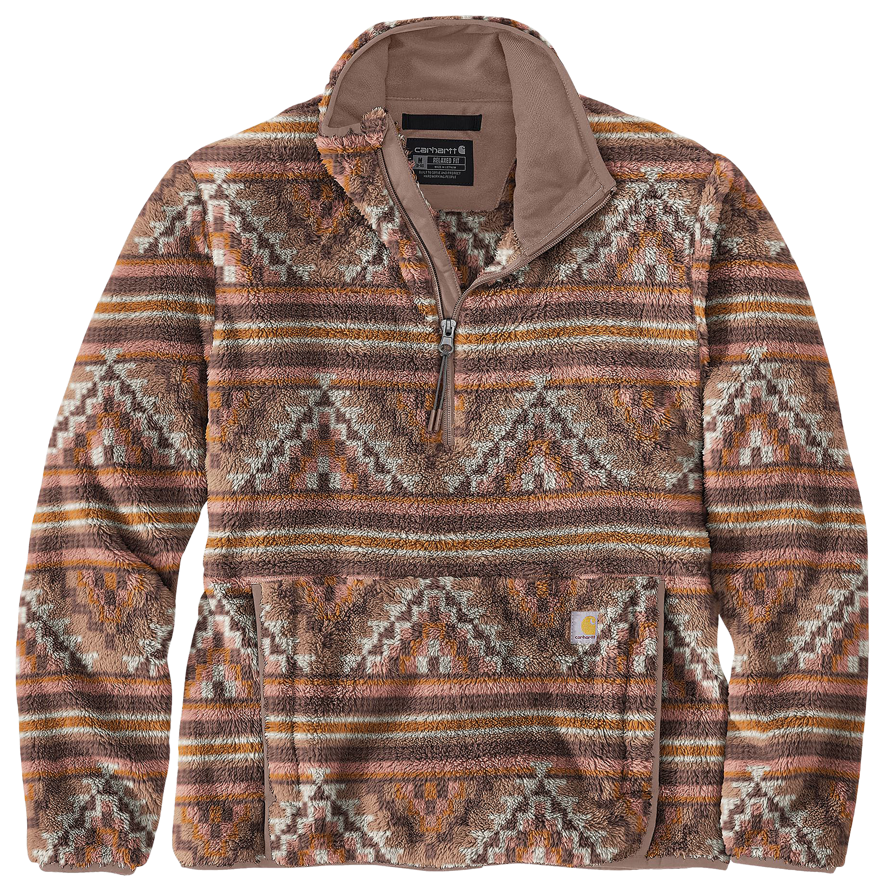 Image of Carhartt Loose-Fit Fleece Half-Zip Pullover for Ladies - Mountain Print Dark Sepia - XS