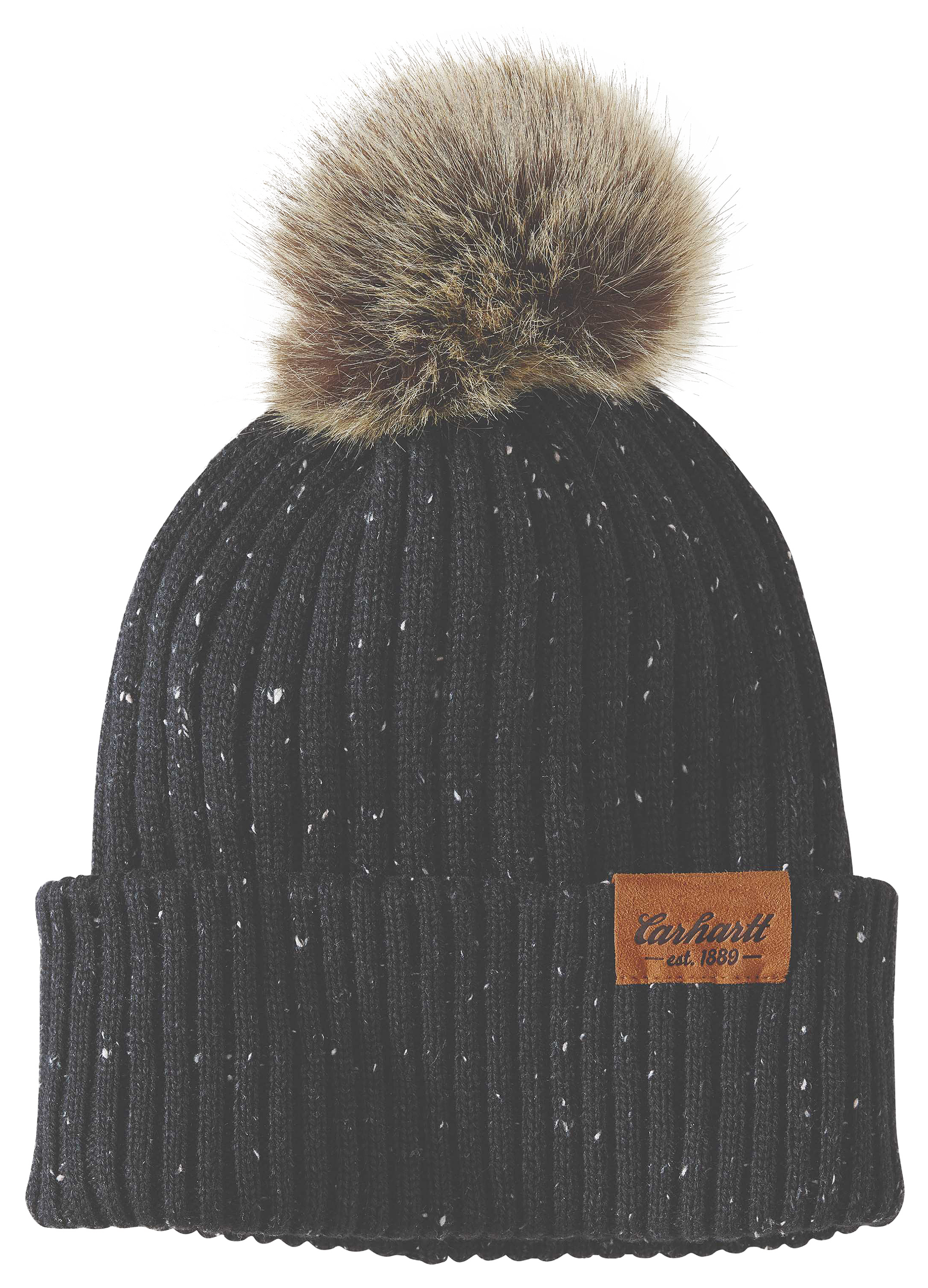 Image of Carhartt Faux-Fur Pom Beanie - Black Heather Nep