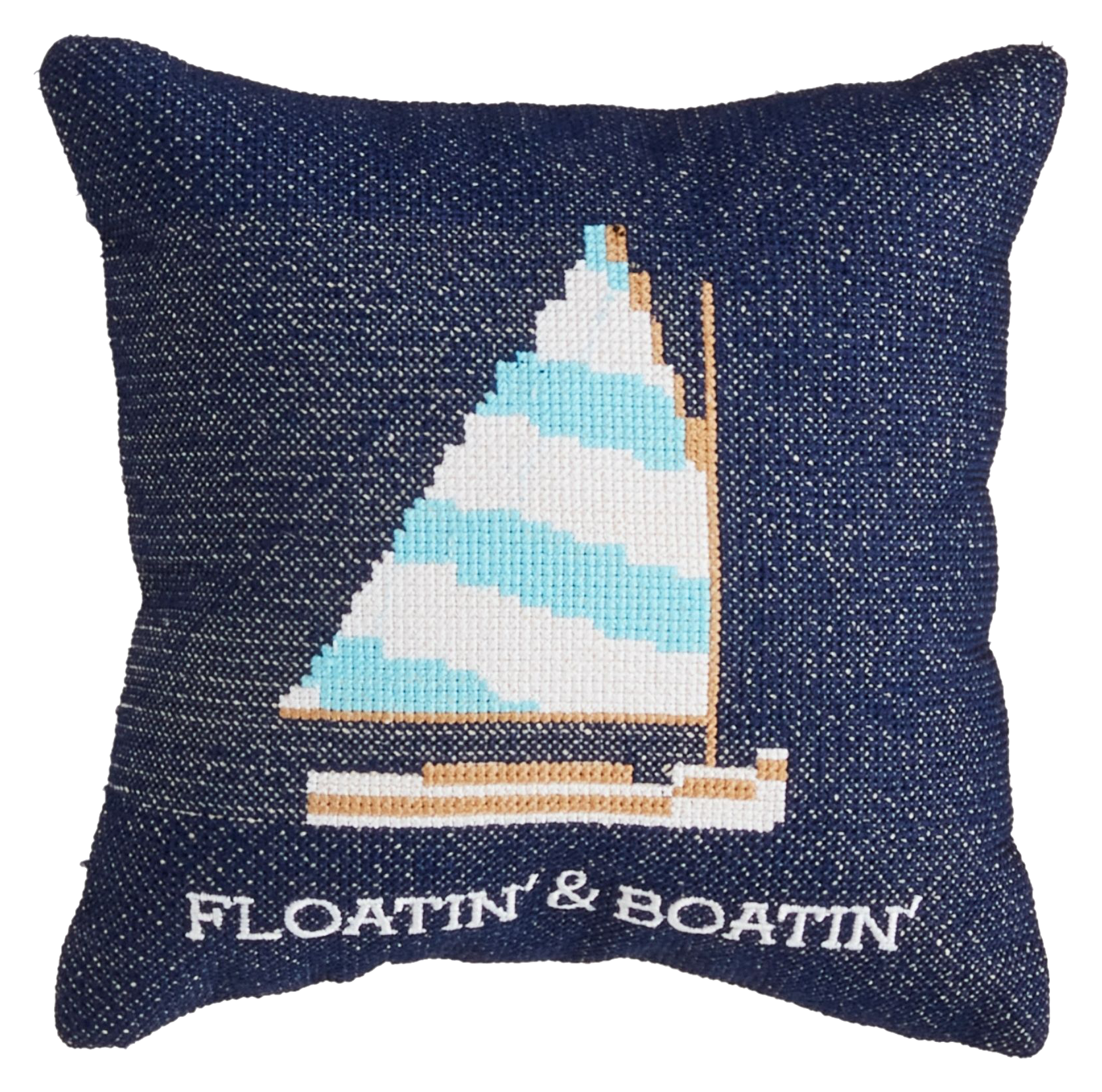 Image of Mud Pie Floatin' and Boatin' Embroidered Mini Pillow