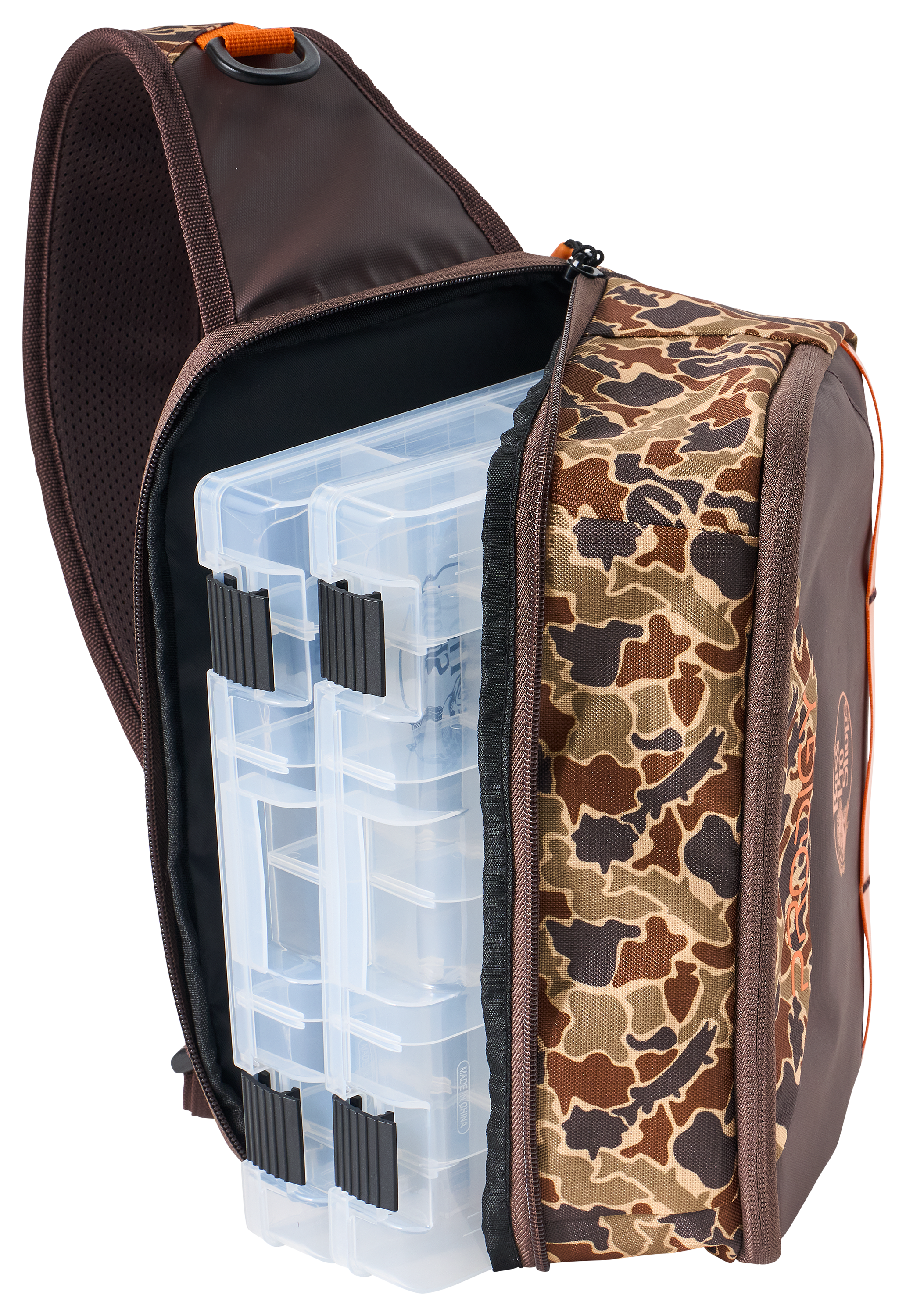 Image of Bass Pro Shops Prodigy Sling Pack with 3600 Boxes - Brown Fish Camo
