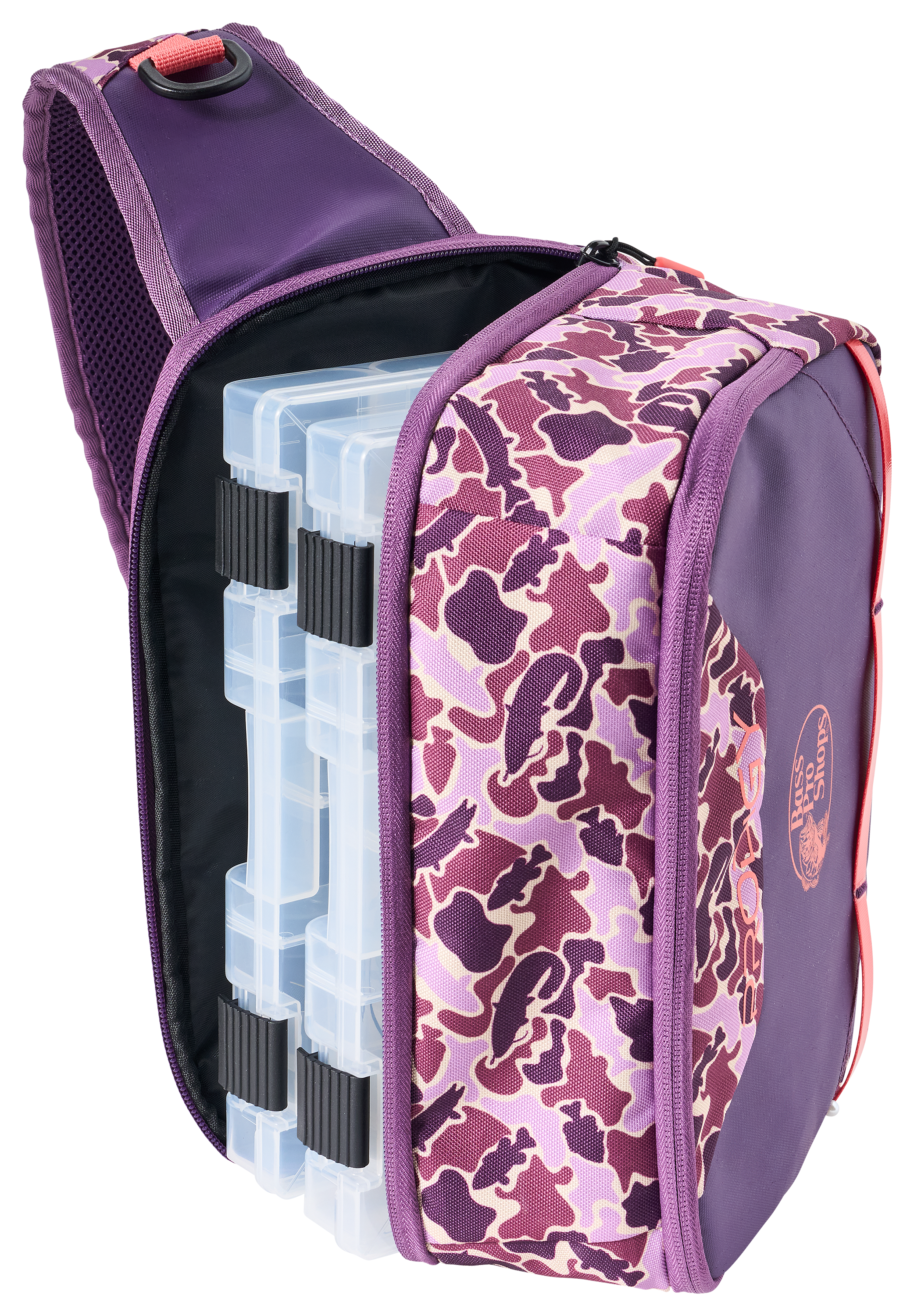 Image of Bass Pro Shops Prodigy Sling Pack with 3600 Boxes - Purple Fish Camo