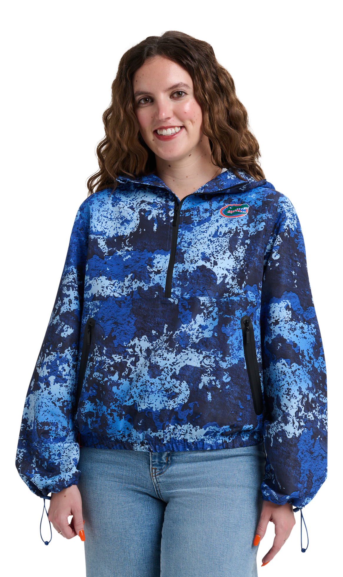 Image of Lusso Wendy Fashion H2O Collegiate Half-Zip Windbreaker Pullover - University of Florida - TrueTimber Strata Blue