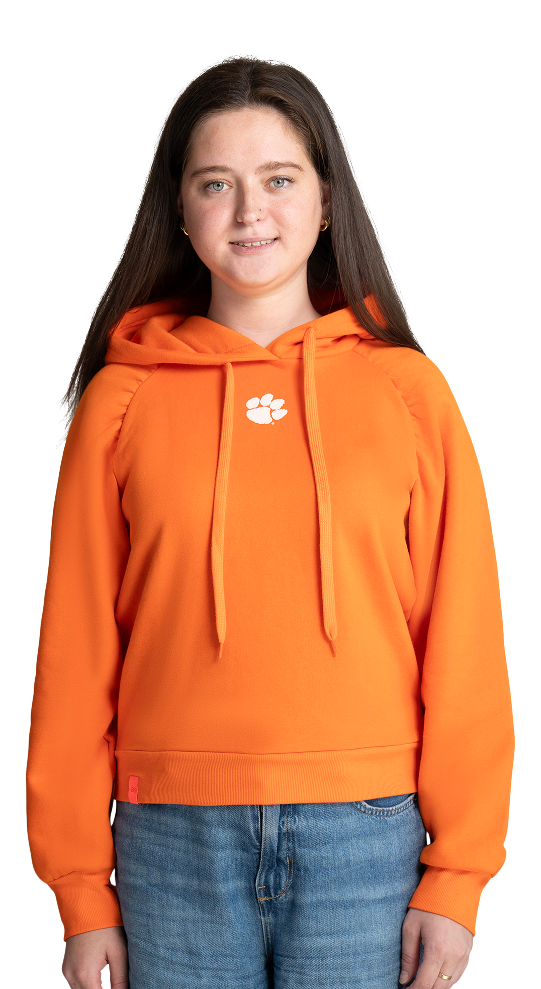 Image of Lusso Maxine Collegiate Fleece Hoodie - Clemson University - Orange - S