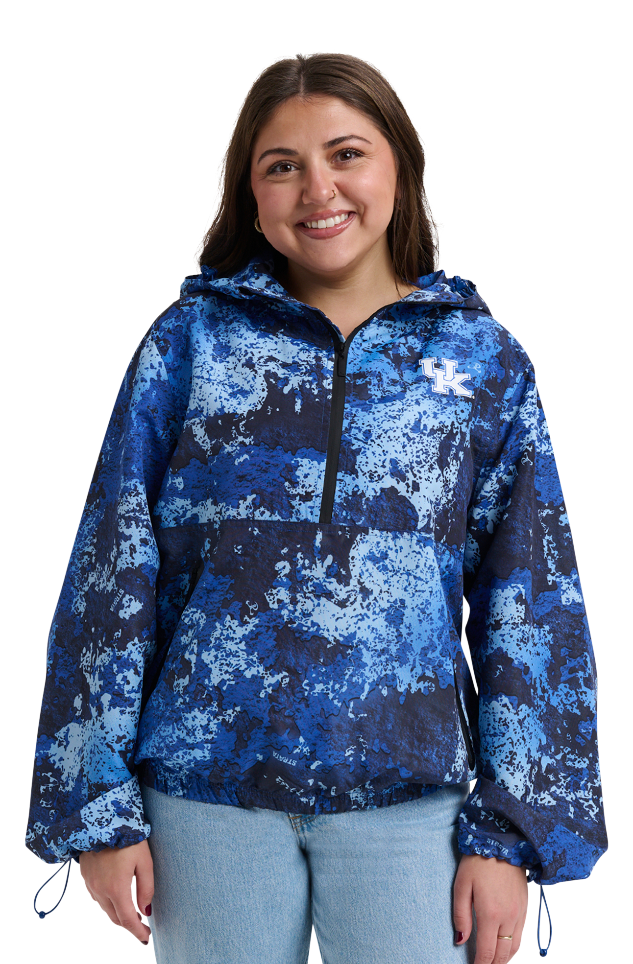 Image of Lusso Wendy Fashion H2O Collegiate Half-Zip Windbreaker Pullover - University of Kentucky - TrueTimber Strata Blue
