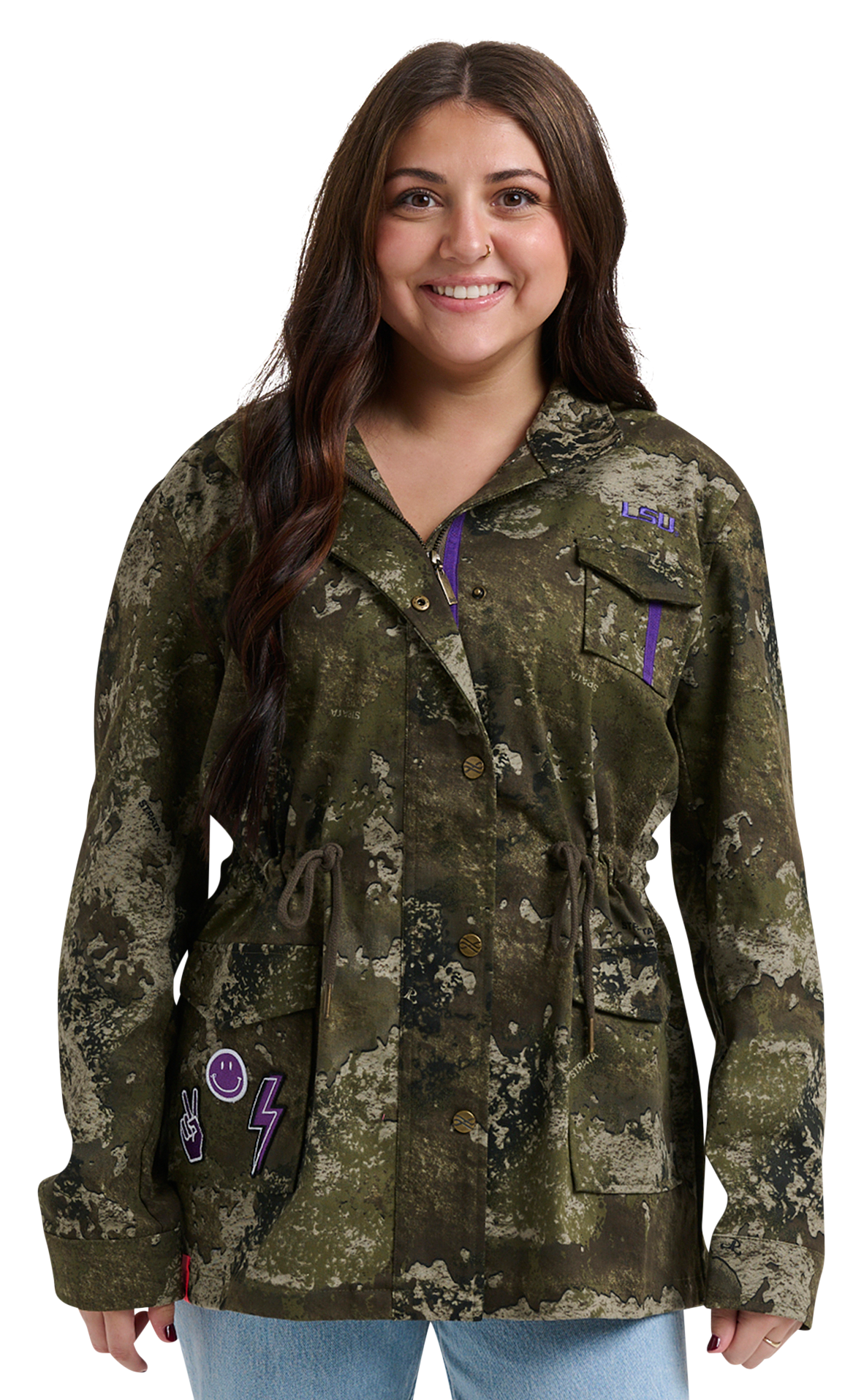 Image of Lusso Wallace Classic Collegiate Stadium Jacket - Louisiana State University - S