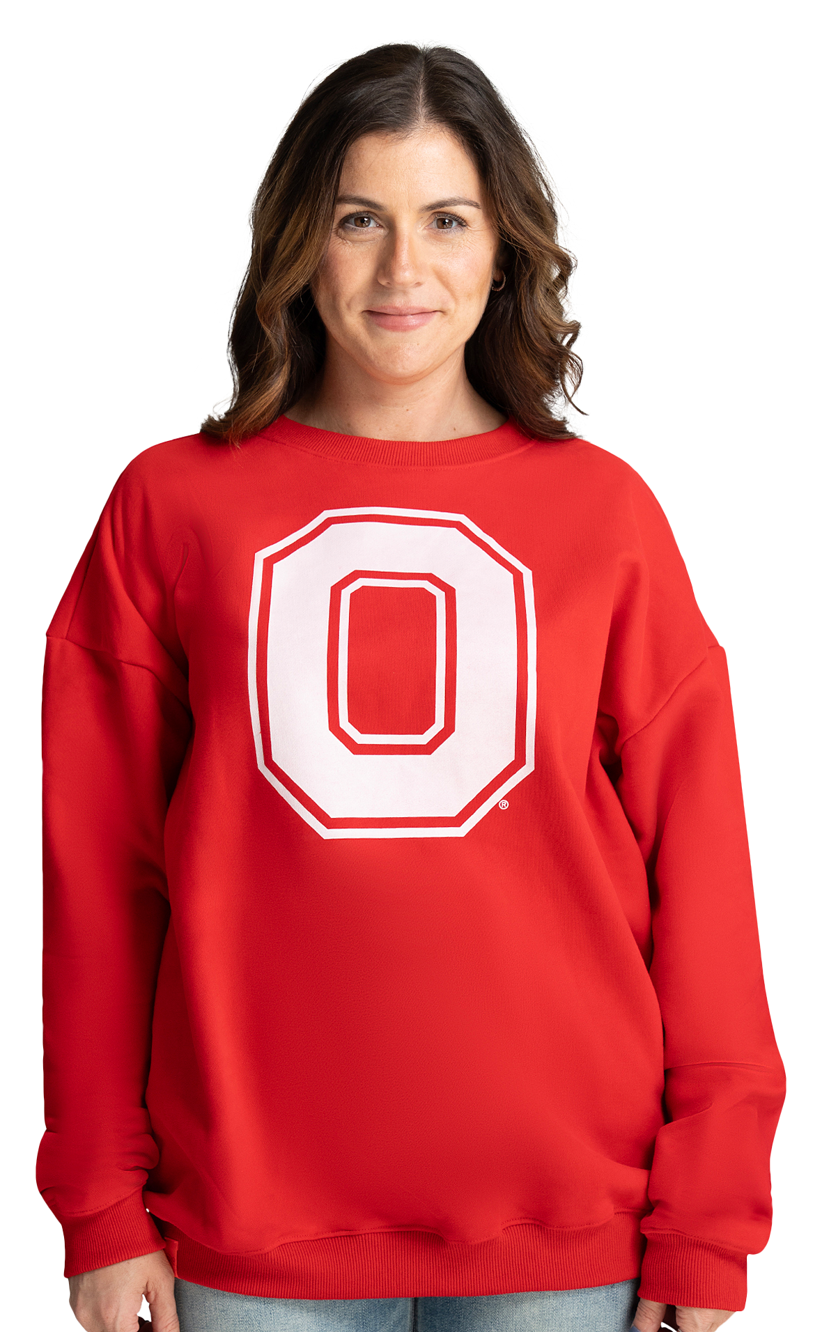 Image of Lusso Miranda Oversized Fleece Sweatshirt - Flame/Ohio State University - XL
