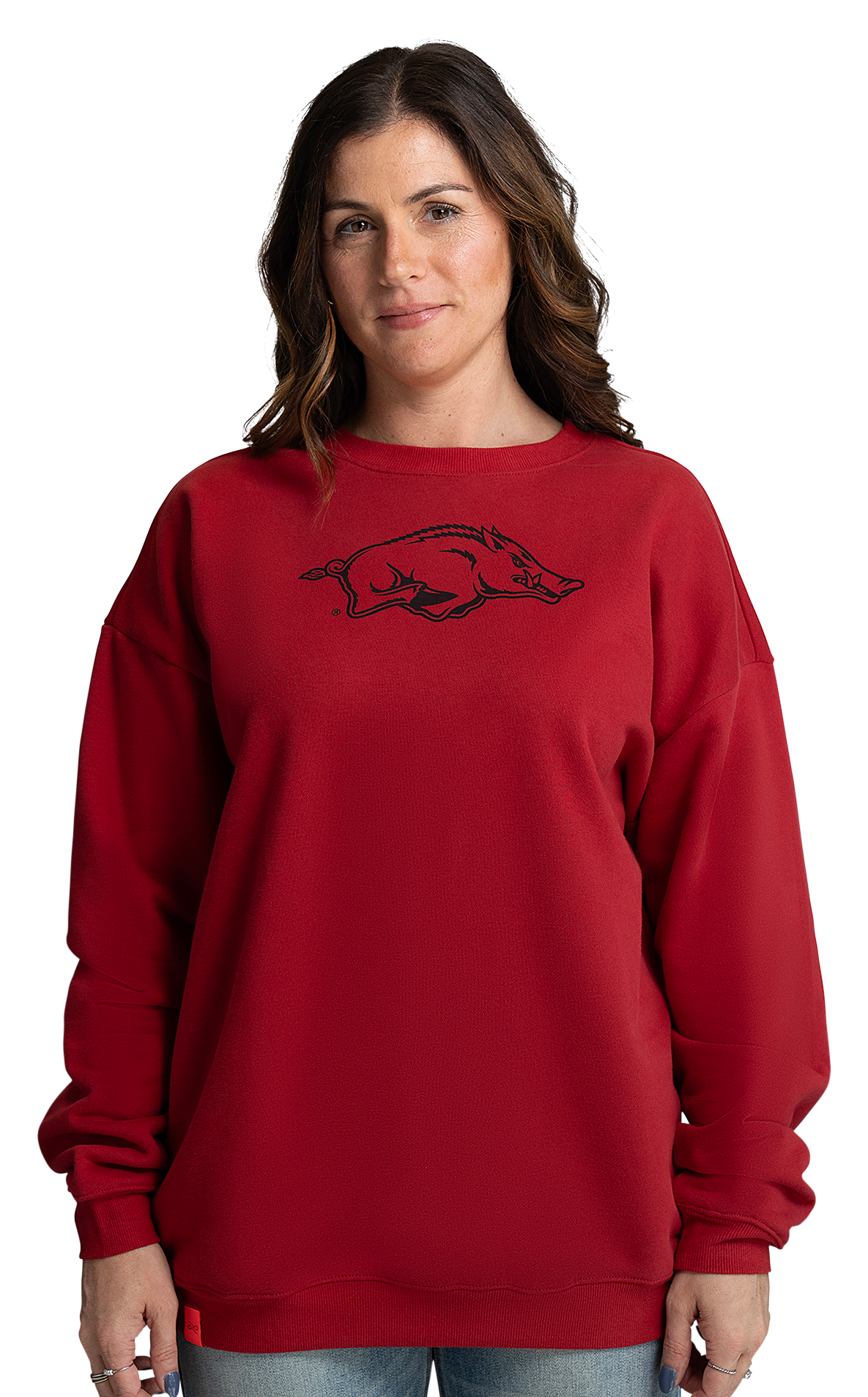 Image of Lusso Miranda Oversized Fleece Sweatshirt - Sangria/University of Arkansas - S