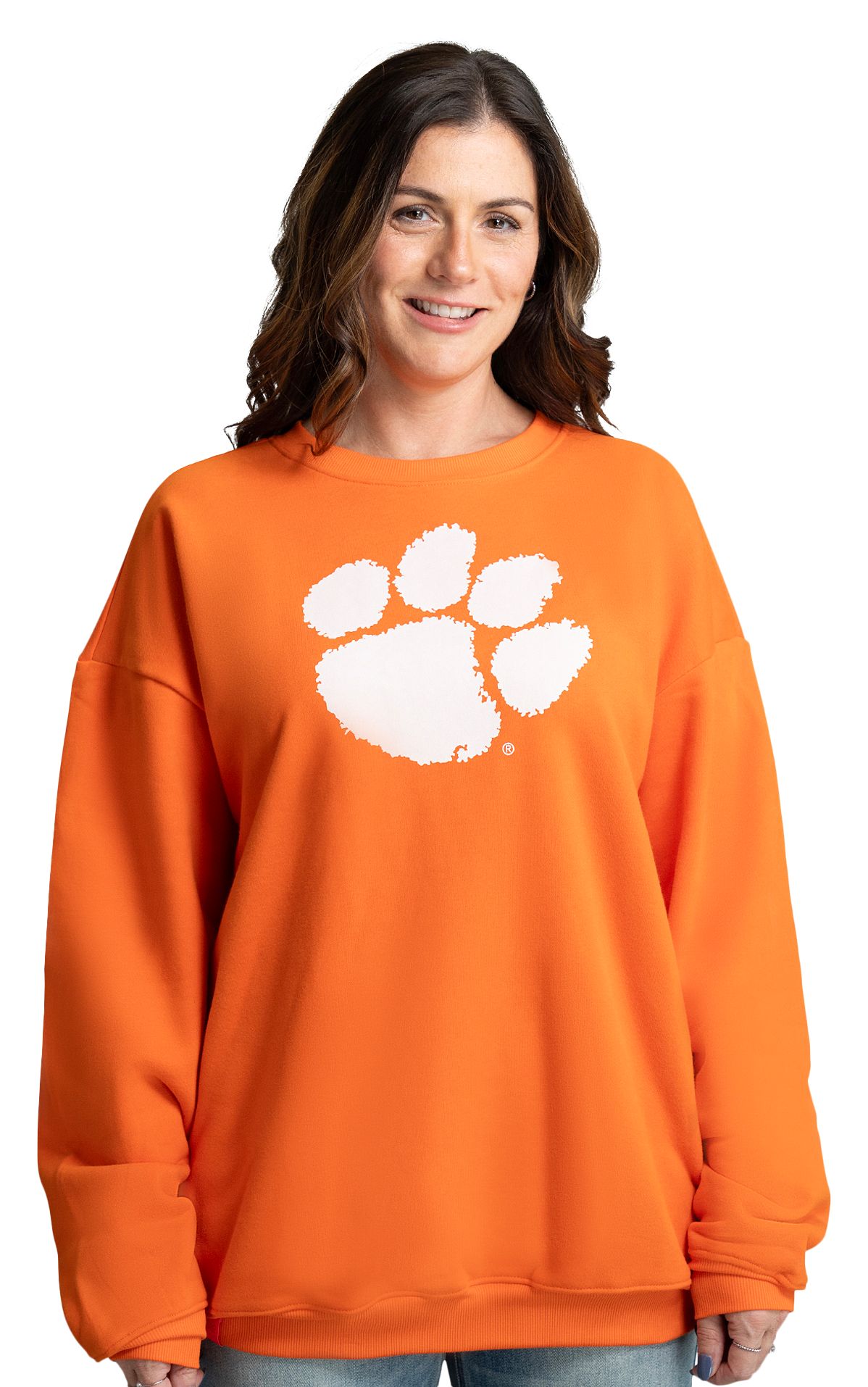 Image of Lusso Miranda Oversized Fleece Sweatshirt - Citrus/Clemson University - M