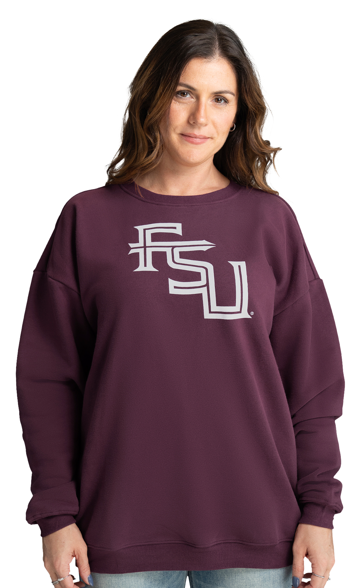 Image of Lusso Miranda Oversized Fleece Sweatshirt - Pinot/Florida State University - S