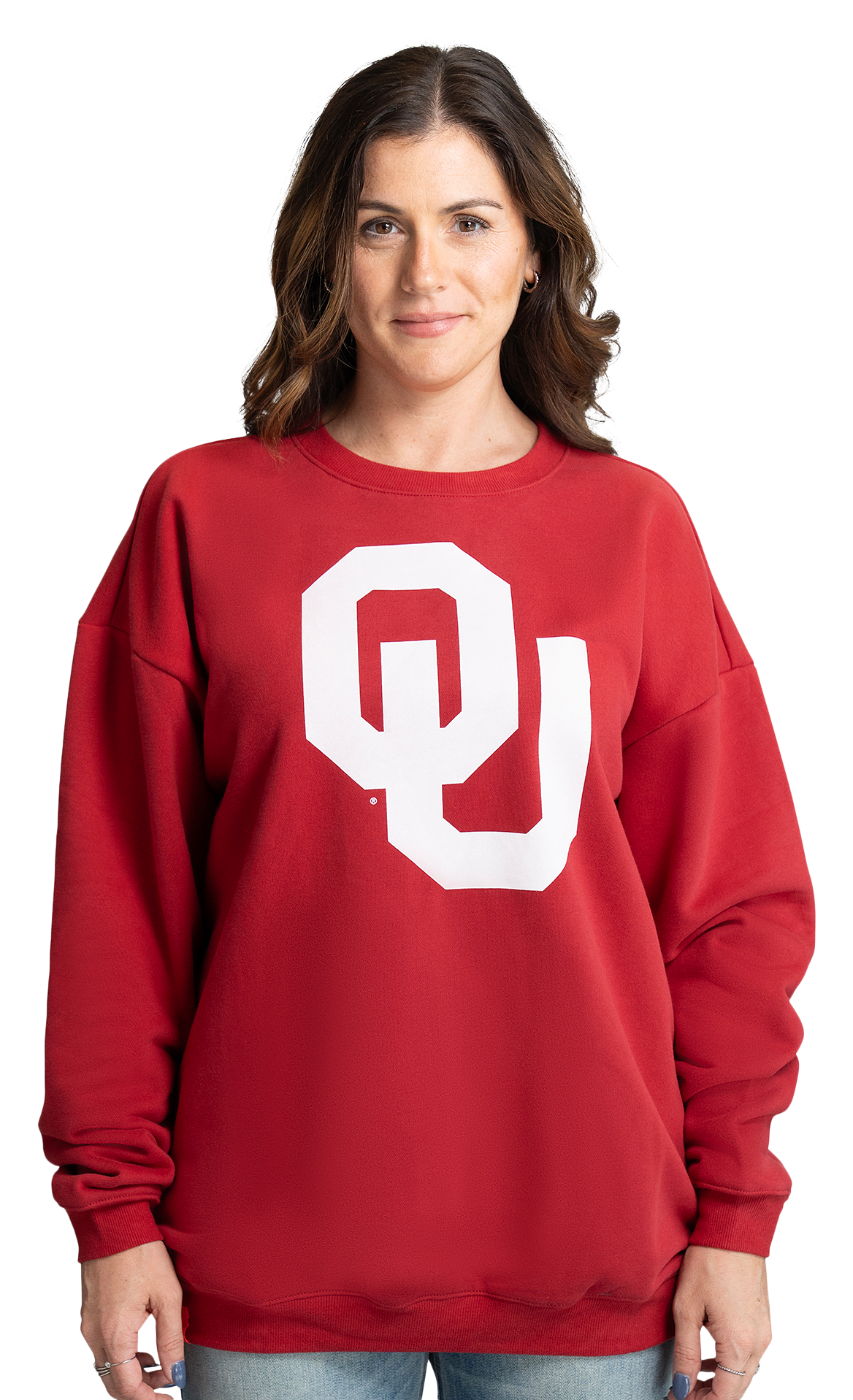 Image of Lusso Miranda Oversized Fleece Sweatshirt - Sangria/University of Oklahoma - S
