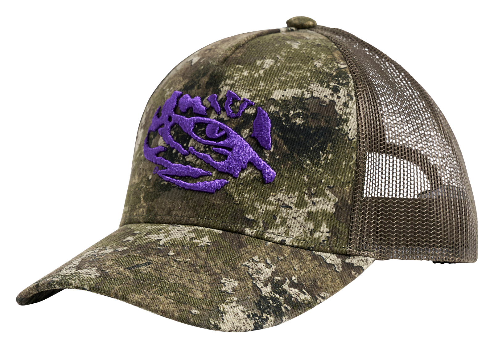 Image of Lusso Whit Classic Collegiate Trucker Cap - Lousiana State University - TrueTimber Strata