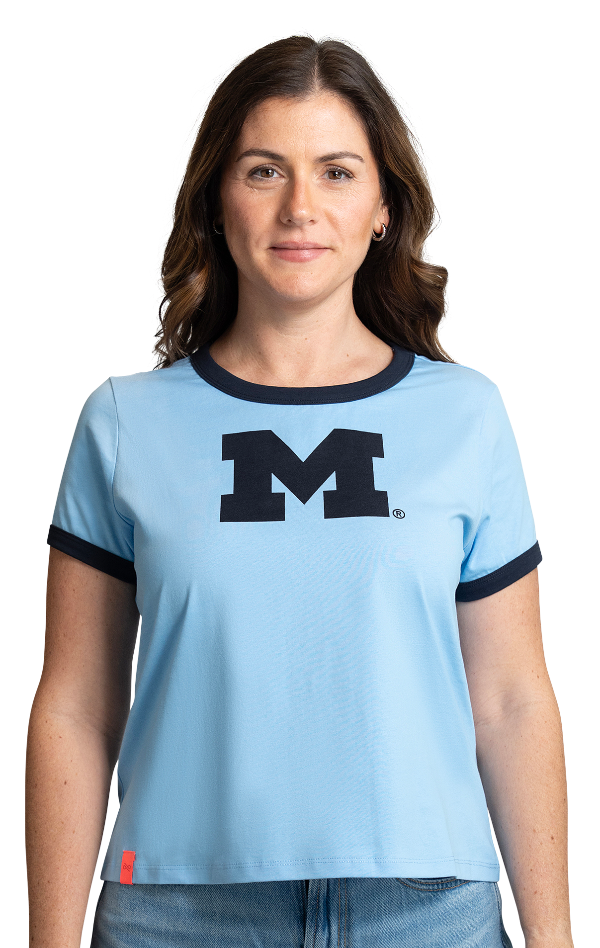 Image of Lusso Nora Ringer Short-Sleeve T-Shirt - Regal Fade/University of Michigan