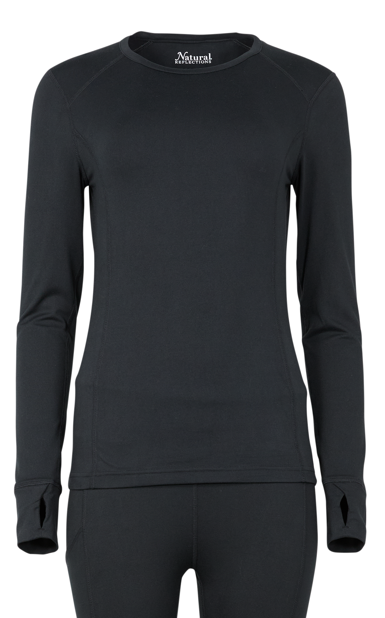 Image of Natural Reflections Chill-Proof Crew Base Layer Long-Sleeve Shirt for Ladies - Black - XXL
