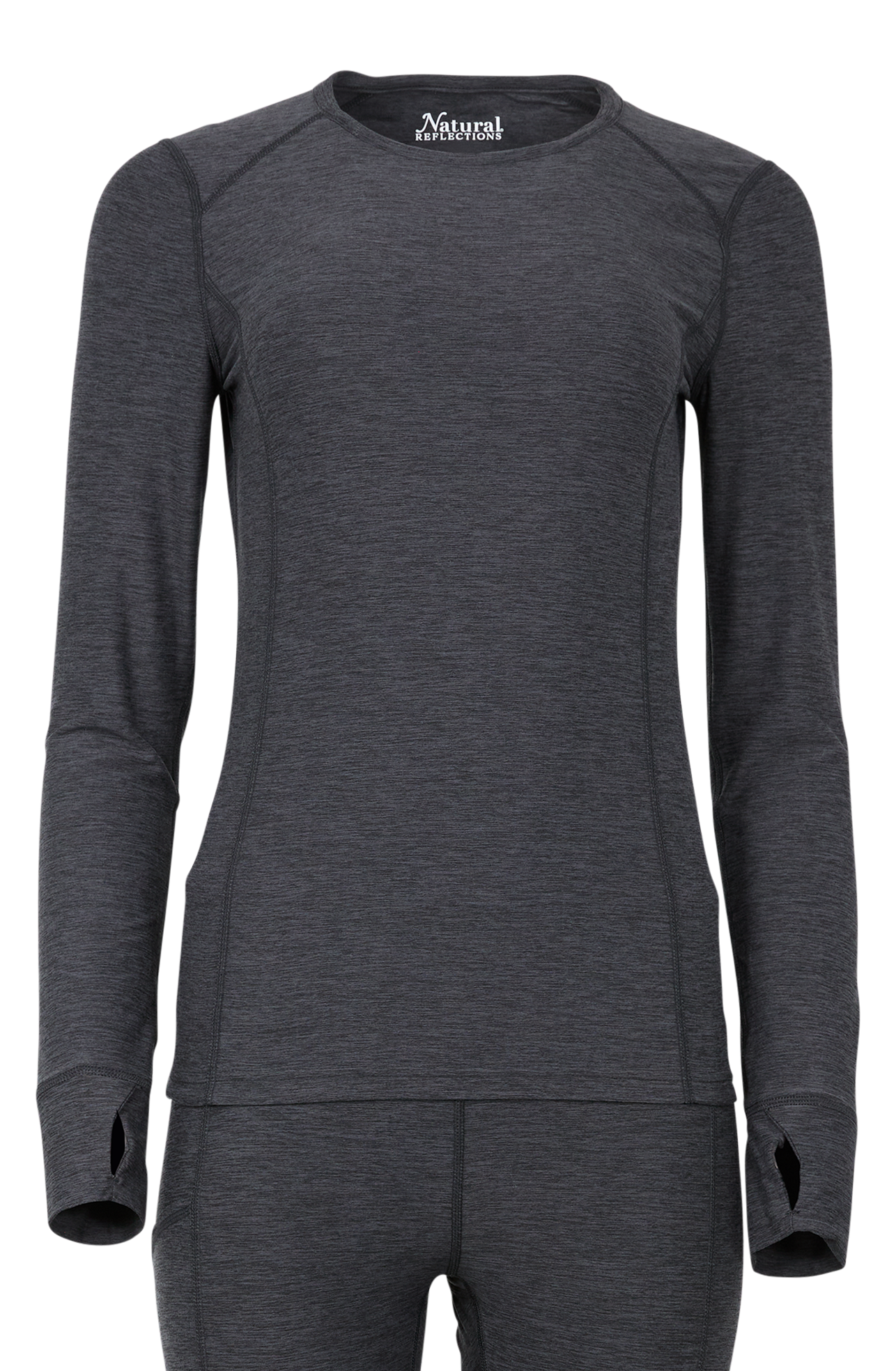 Image of Natural Reflections Chill-Proof Crew Base Layer Long-Sleeve Shirt for Ladies - Heather Grey - XL
