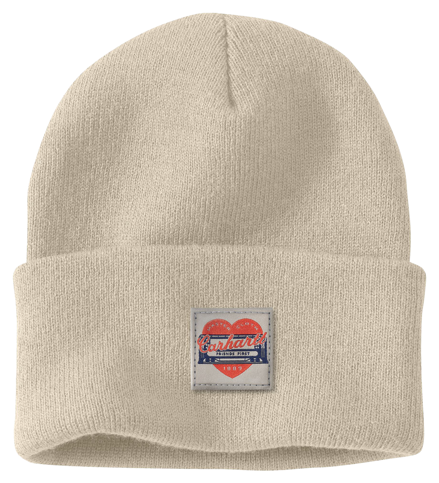 Image of Carhartt Heart Patch Knit Beanie for Ladies - Oat Milk