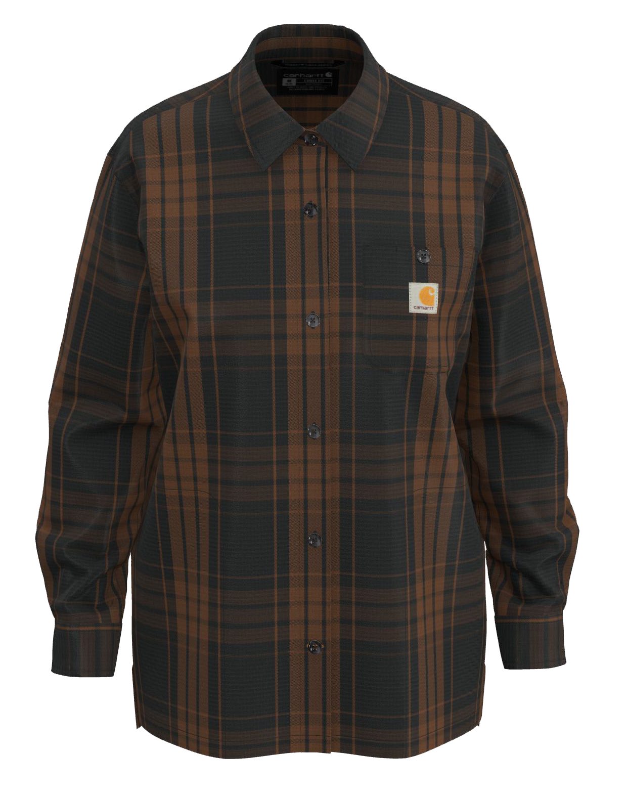 Image of Carhartt TENCEL Fiber Series Loose-Fit Twill Long-Sleeve Plaid Shirt for Ladies - Black - M