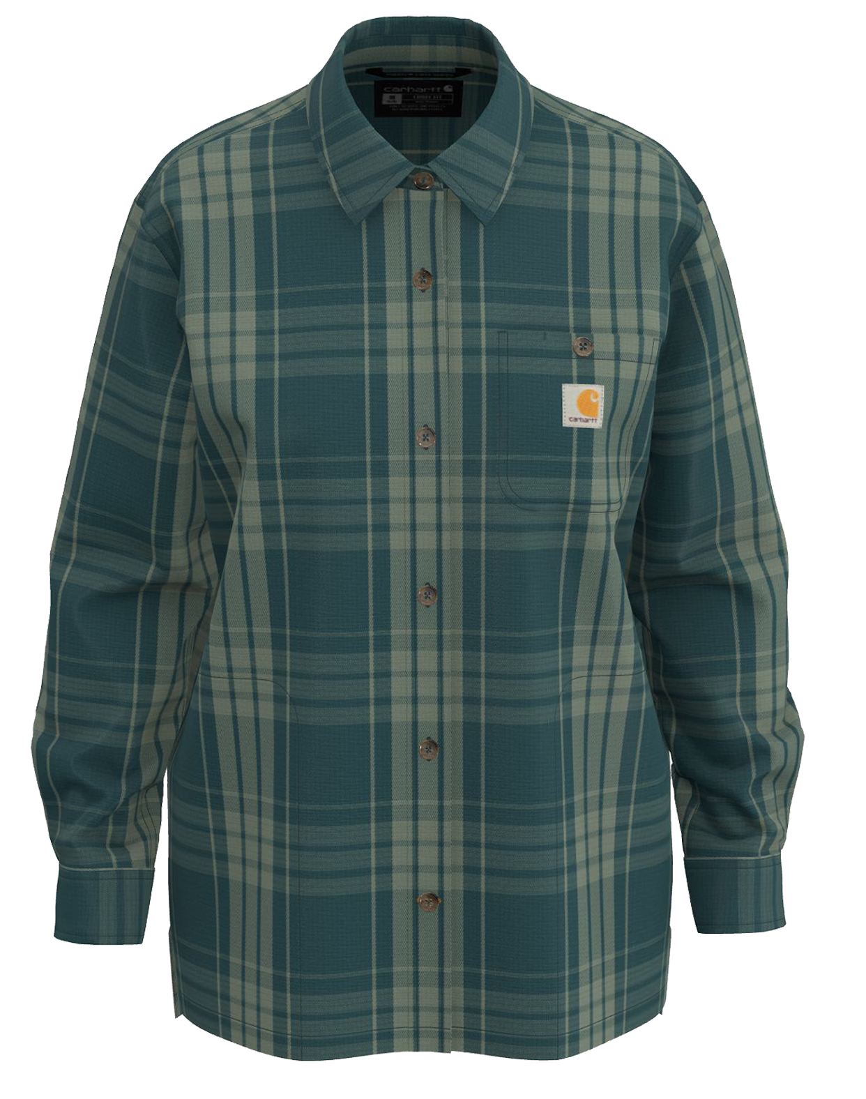 Image of Carhartt TENCEL Fiber Series Loose-Fit Twill Long-Sleeve Plaid Shirt for Ladies
