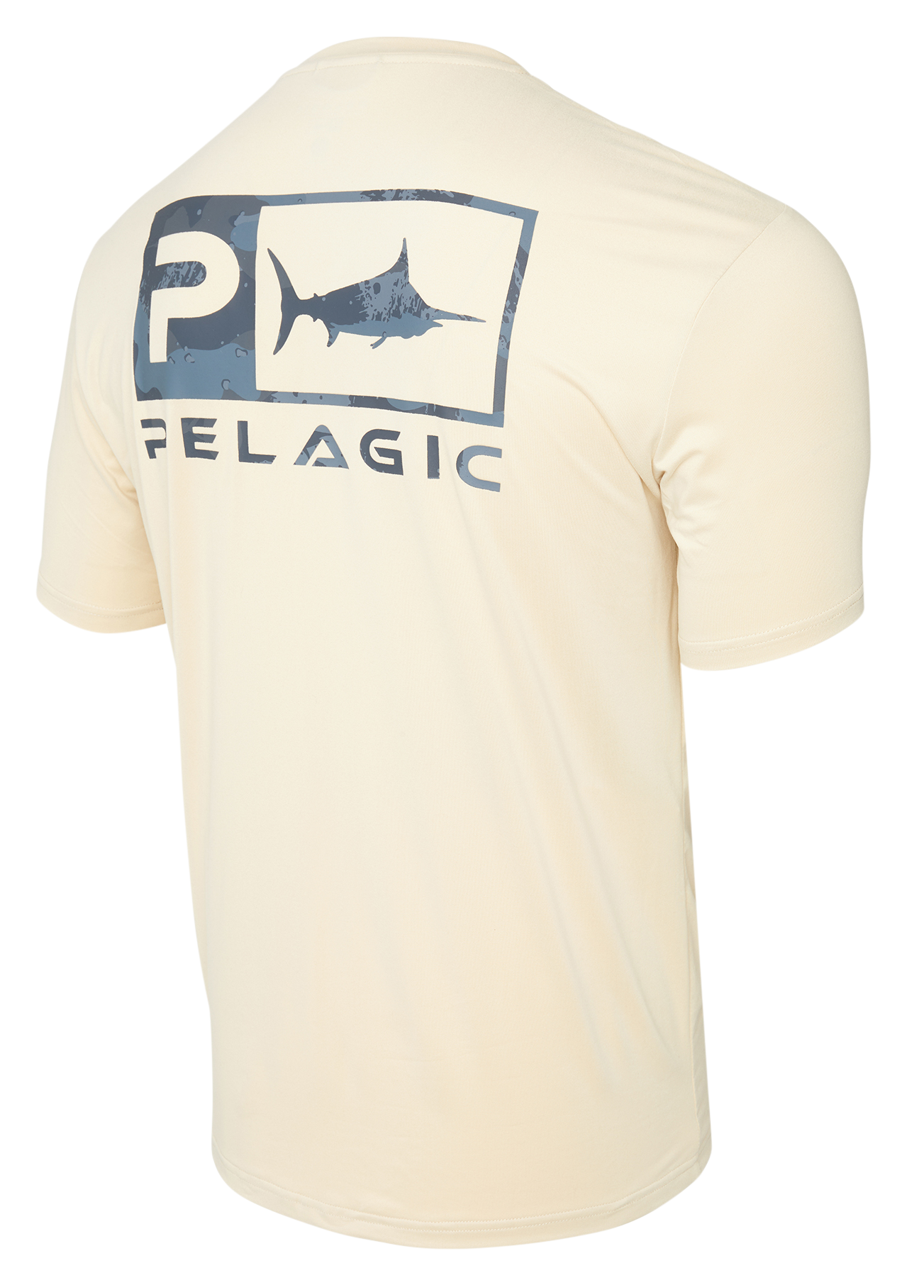 Image of Pelagic Freespool Icon Camo Graphic Short-Sleeve T-Shirt for Men - Sand